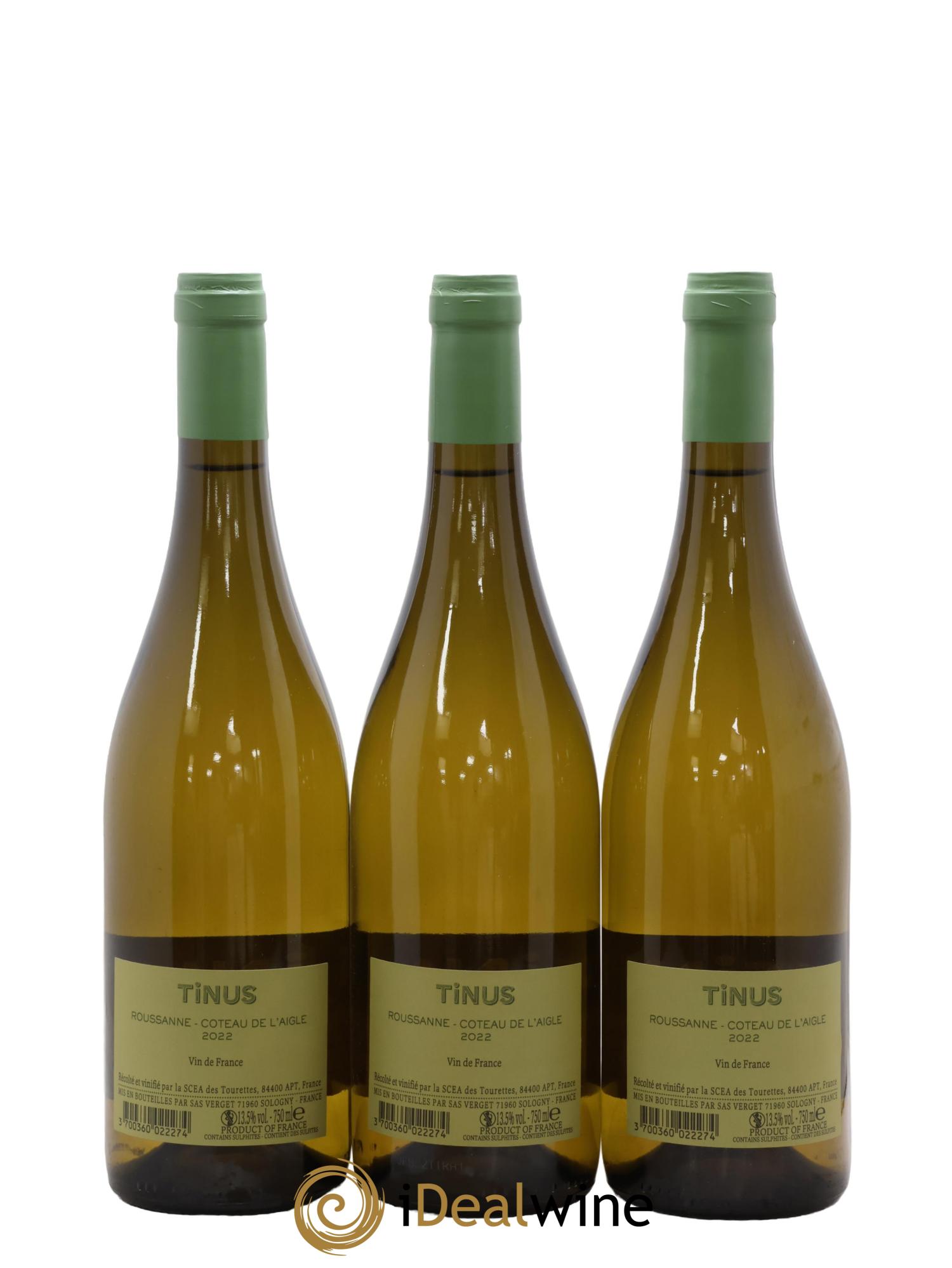 Vin de France Château des Tourettes Tinus Roussanne Coteau de l'Aigle Jean-Marie Guffens 2022 - Lot de 3 bouteilles - 1