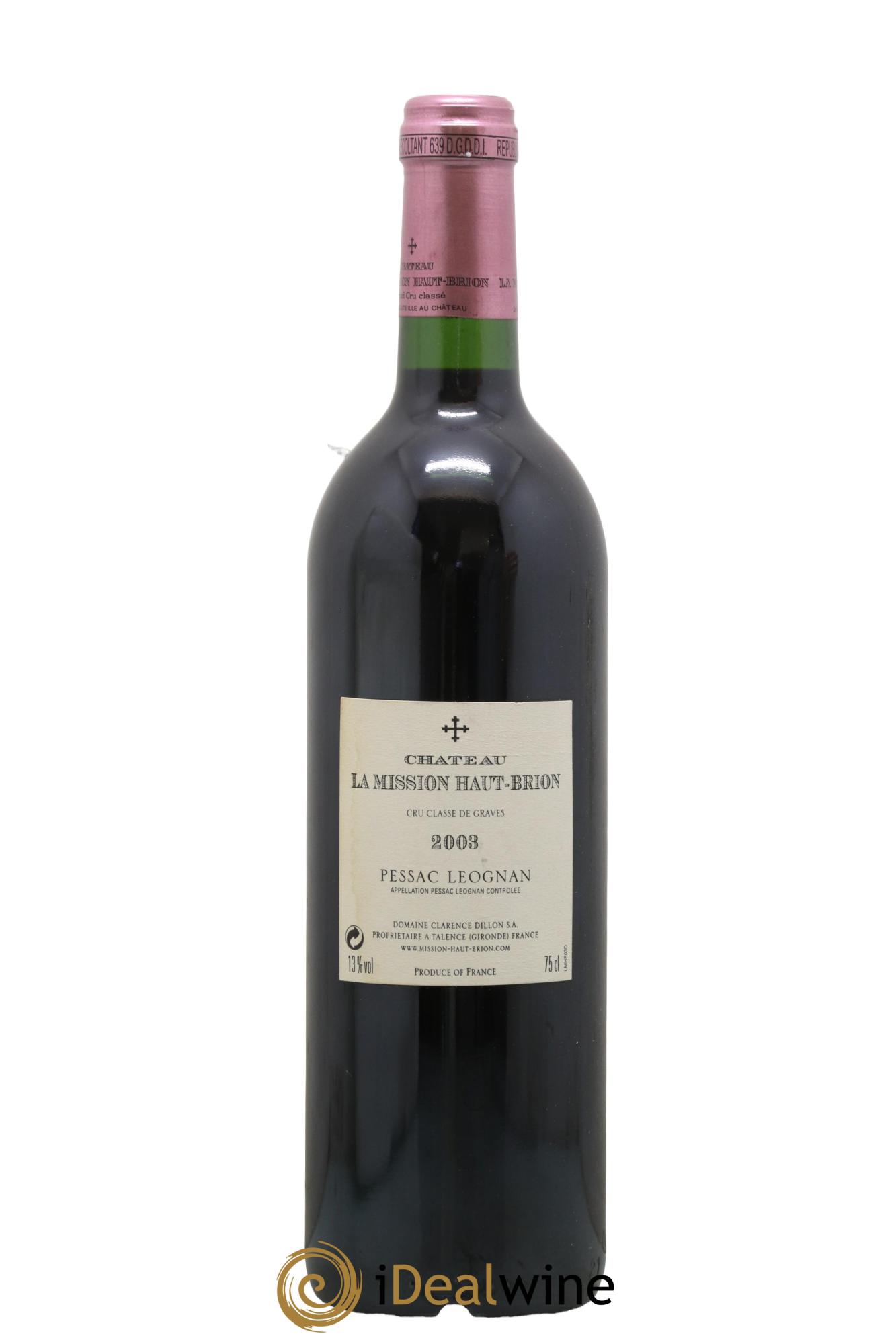 Château la Mission Haut-Brion Cru Classé de Graves 2003 - Lot de 1 bouteille - 1