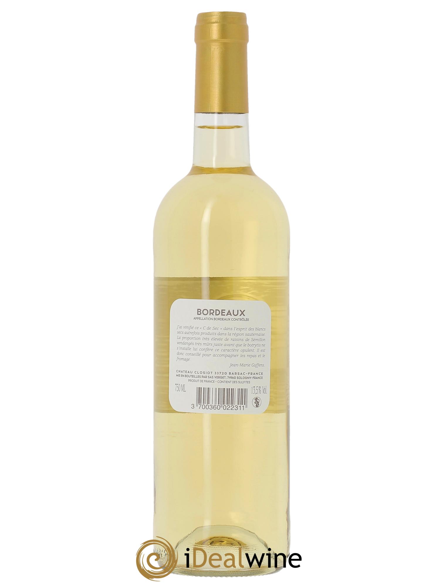 Le C de sec du Château Closiot  2022 - Lot of 1 bottle - 1