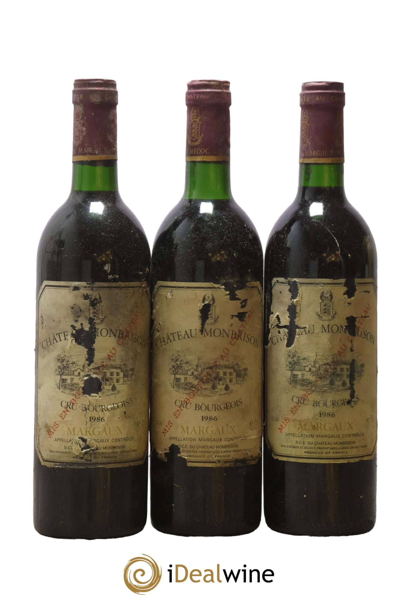 Château Monbrison 1986 - Lot de 3 bouteilles - 0