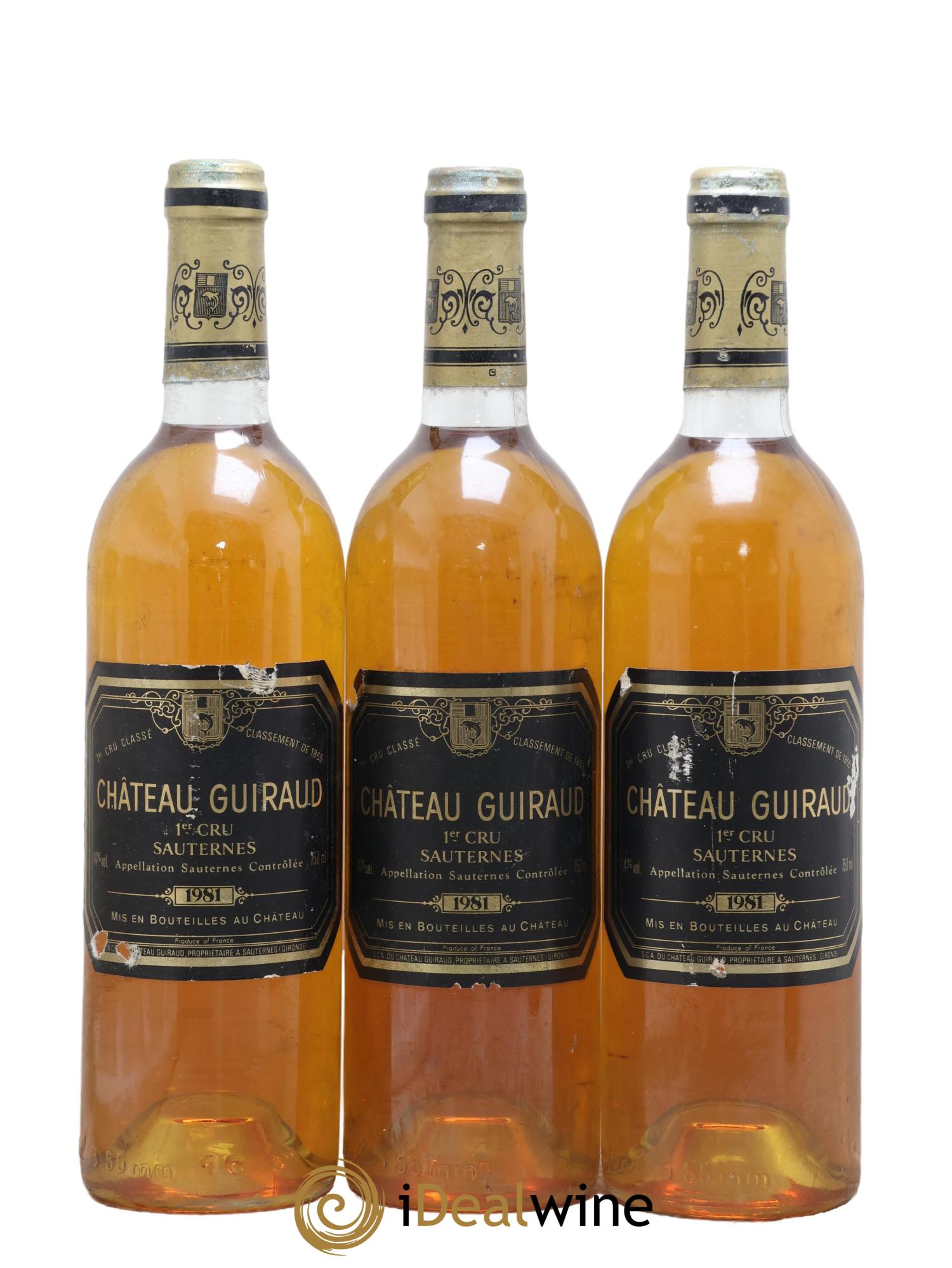 Château Guiraud 1er Grand Cru Classé 1981 - Lotto di 3 bottiglie - 0
