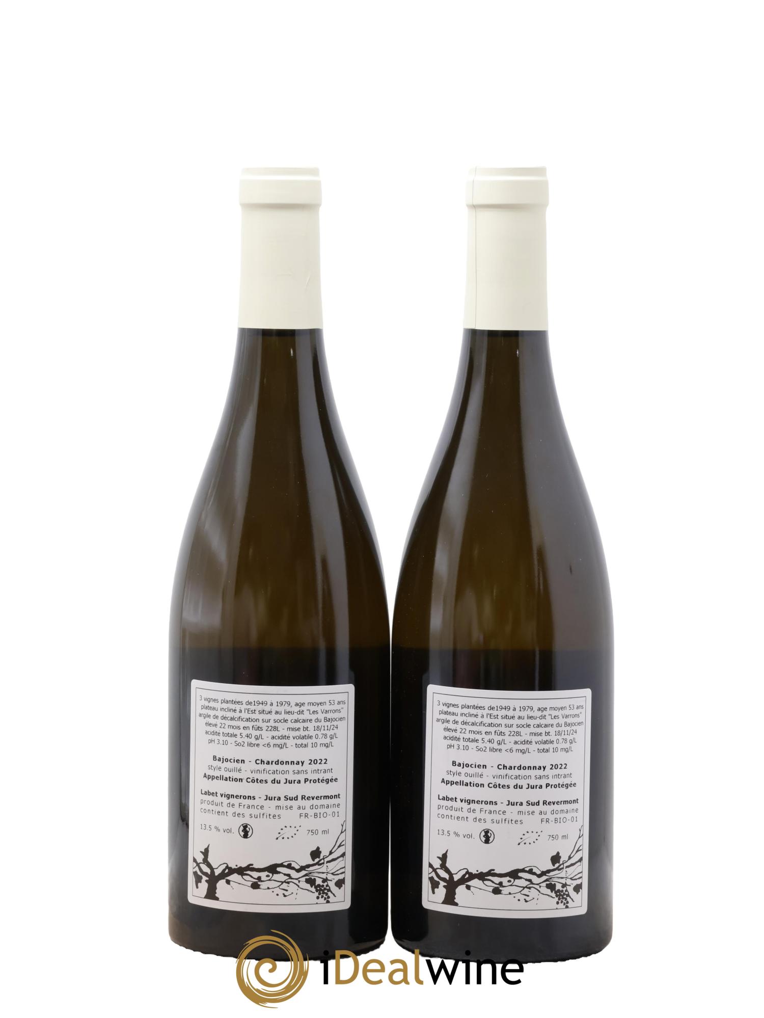Côtes du Jura Chardonnay Bajocien Romain - Julien - Charline Labet 2022 - Posten von 2 Flaschen - 1