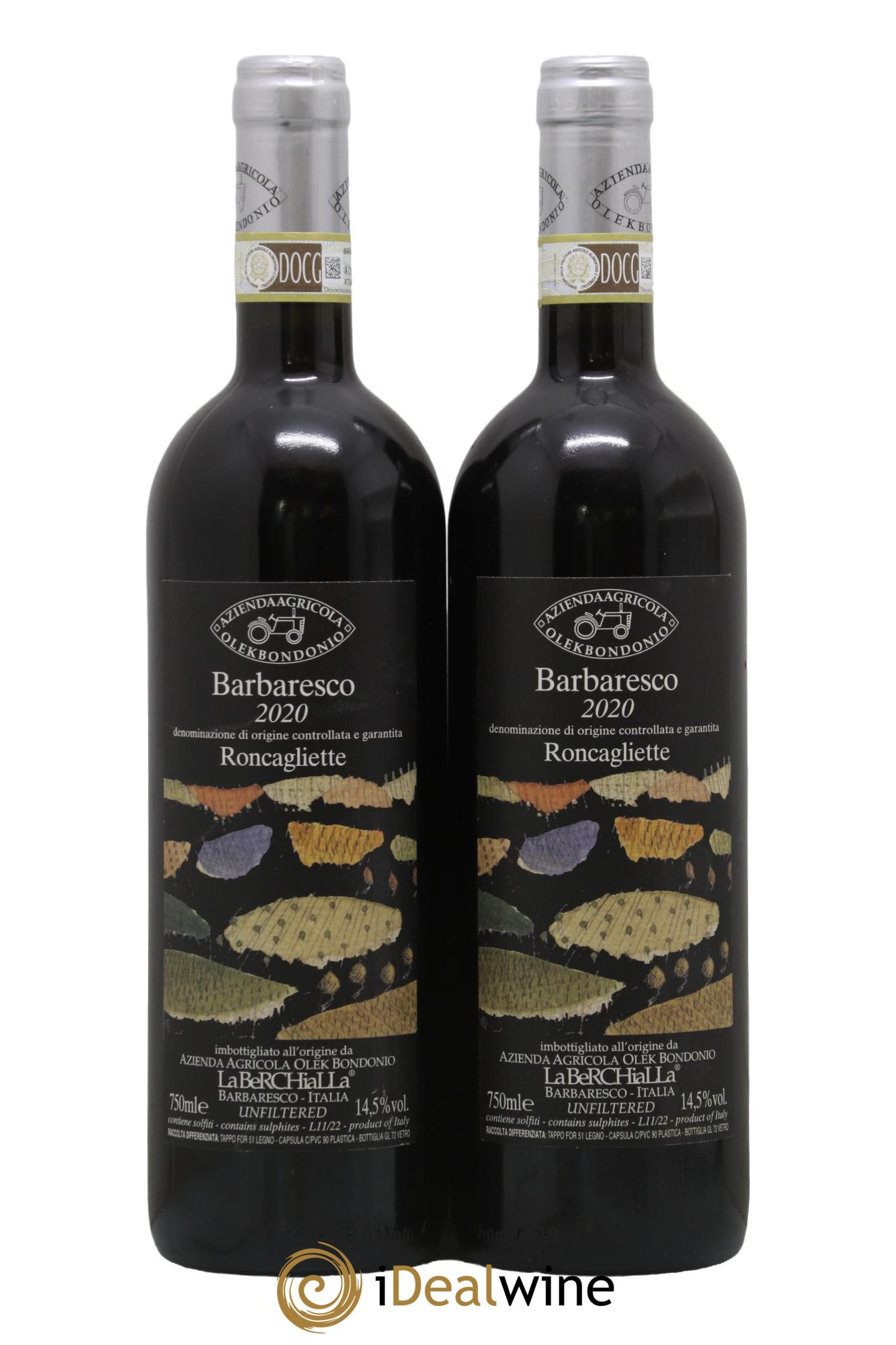 Barbaresco DOCG Roncagliette Olek Bondonio 2020 - Lot de 2 bouteilles - 0