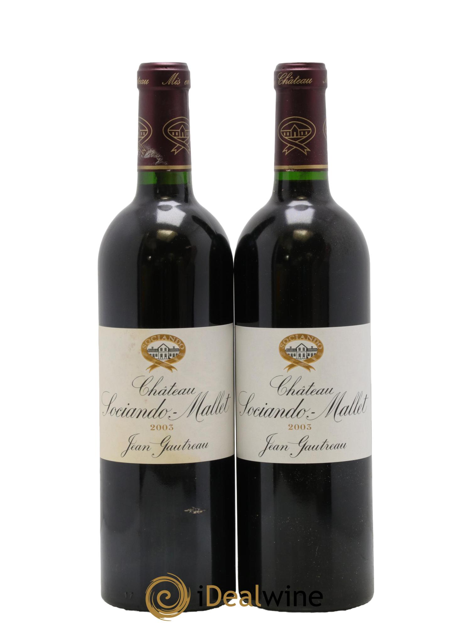 Château Sociando Mallet 2003 - Lot de 2 bouteilles - 0