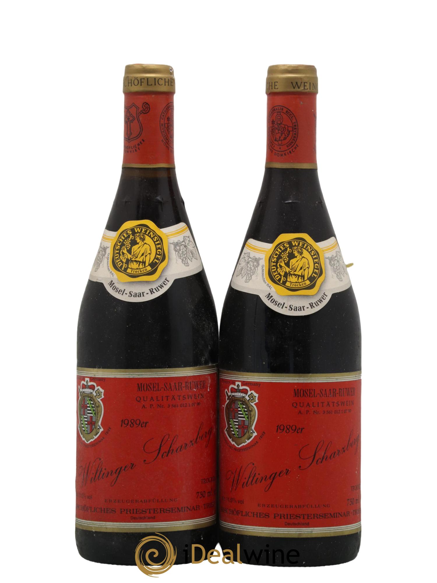 Allemagne Bischofliches Priesterseminar Wiltinger Scharzberg Rotwein trocken 1989 - Lot de 2 bouteilles - 0