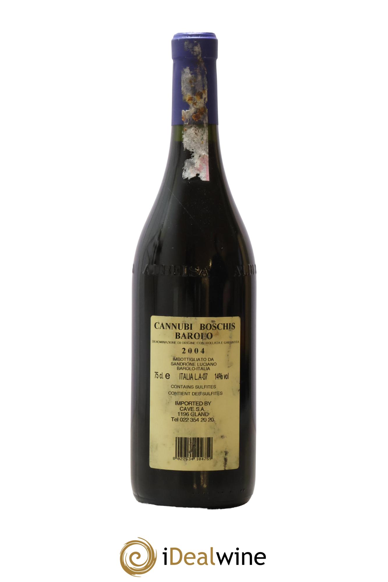 Barolo DOCG Aleste (anciennement Cannubi Boschis) Luciano Sandrone Cannubi Boschis Domaine Sandrone Luciano 2004 - Lot de 1 bouteille - 1