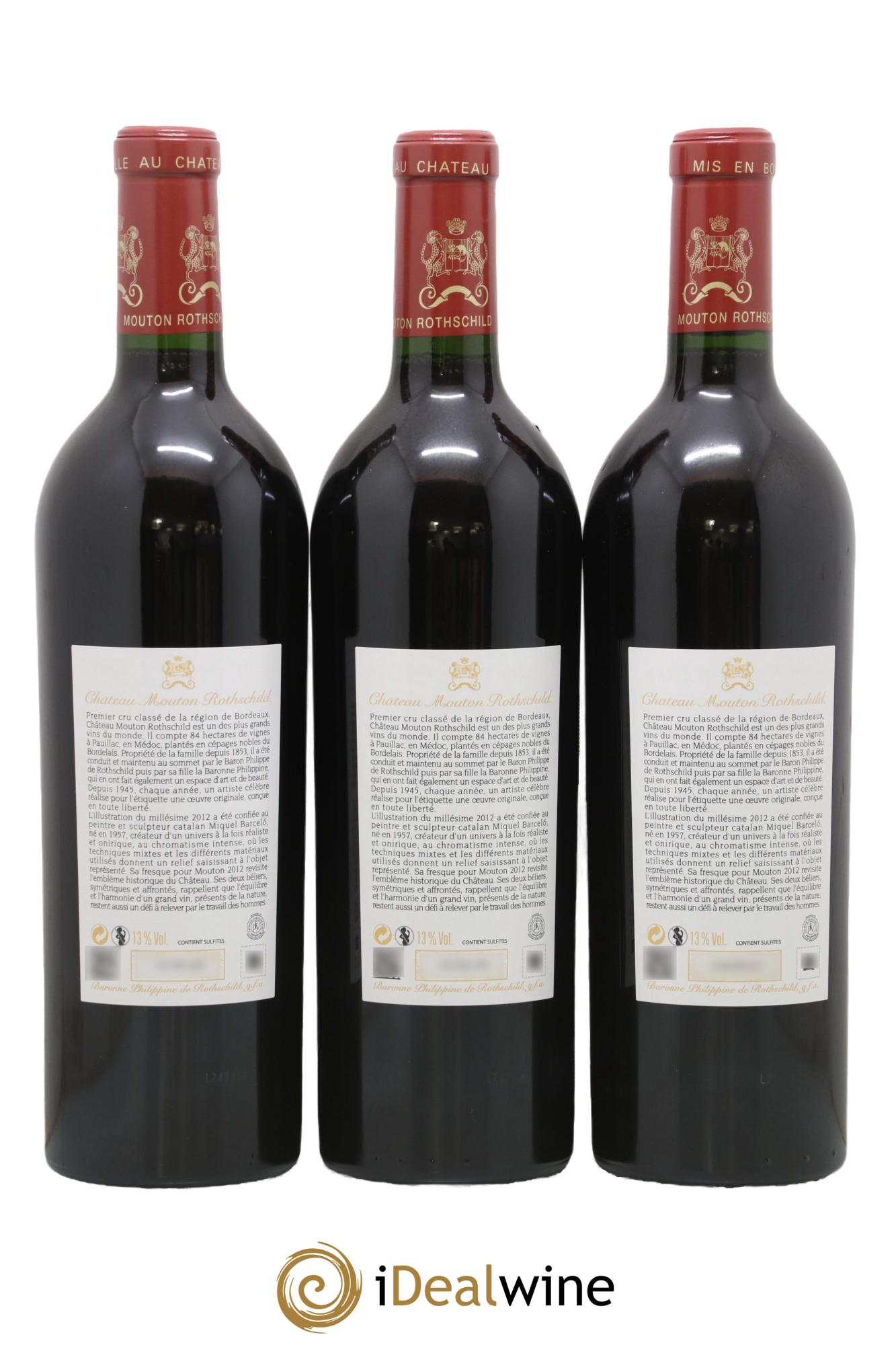 Château Mouton Rothschild 1er Grand Cru Classé 2012 - Lotto di 3 bottiglie - 1