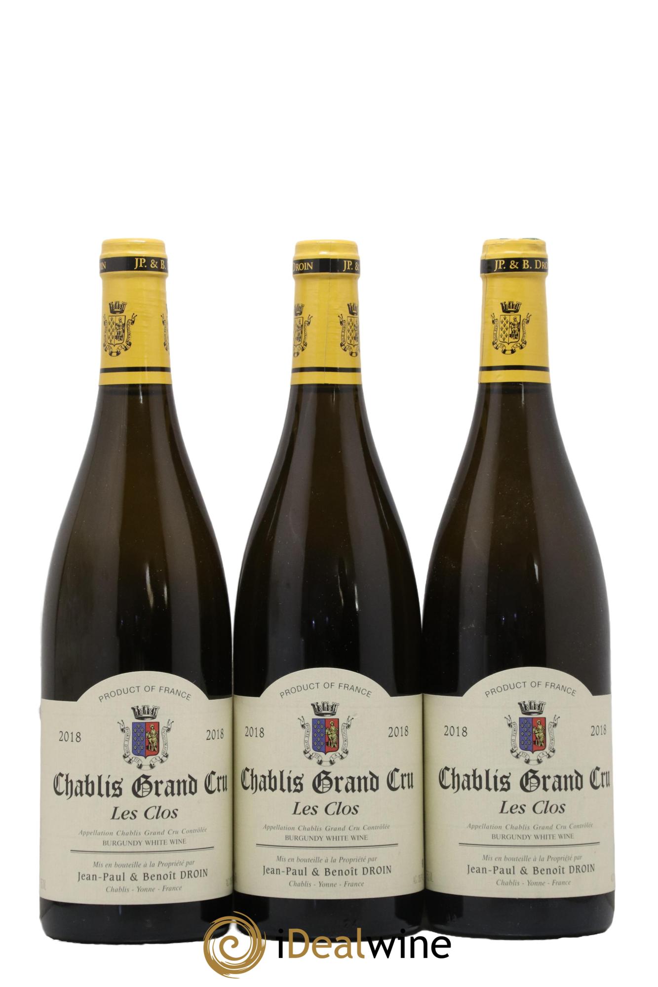 Chablis Grand Cru Les Clos Jean-Paul & Benoît Droin (Domaine) 2018 - Lot de 3 bouteilles - 0