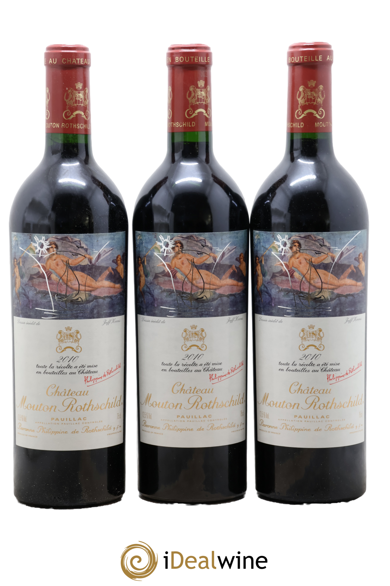 Château Mouton Rothschild 1er Grand Cru Classé 2010 - Lot de 3 bouteilles - 0