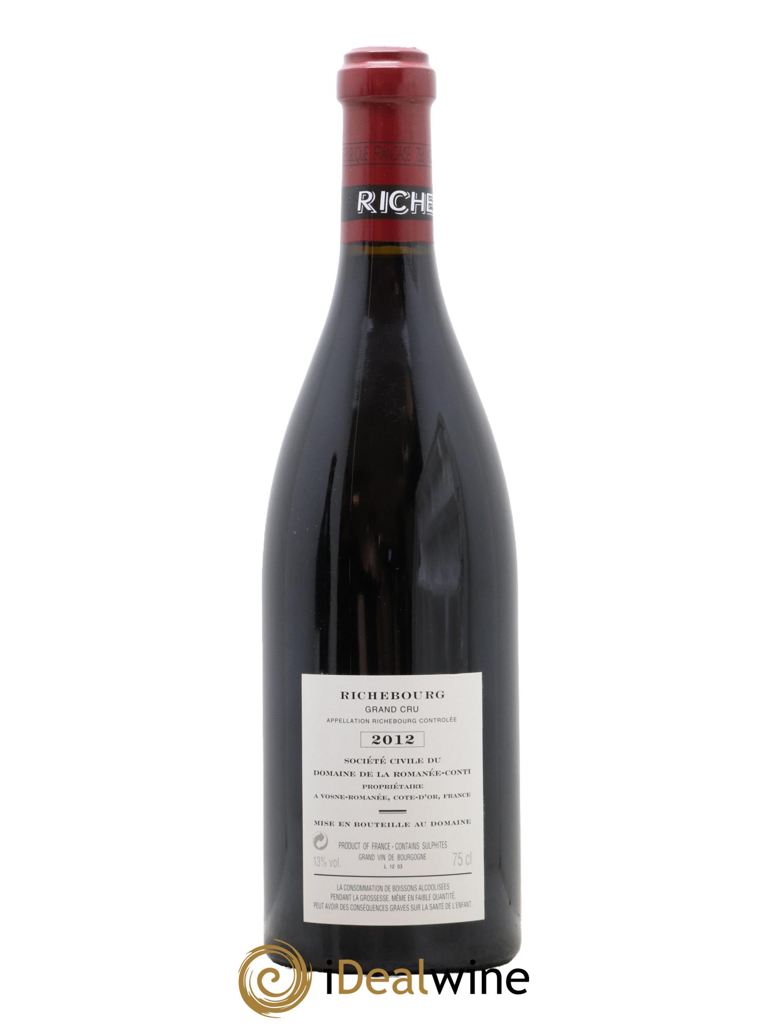 Richebourg Grand Cru Domaine de la Romanée-Conti  2012 - Lotto di 1 bottiglia - 1