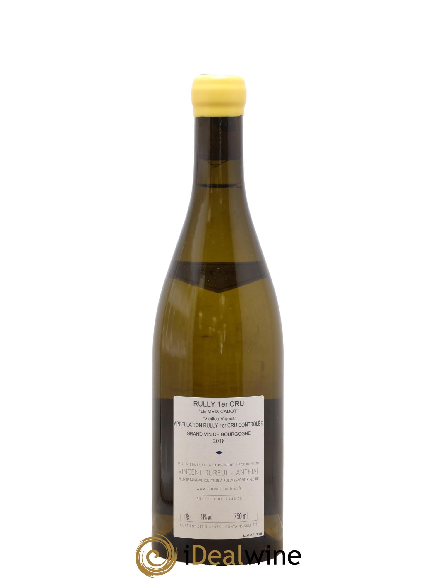 Rully 1er Cru Le Meix Cadot Vieilles Vignes Vincent Dureuil-Janthial 2018 - Lot de 1 bouteille - 1