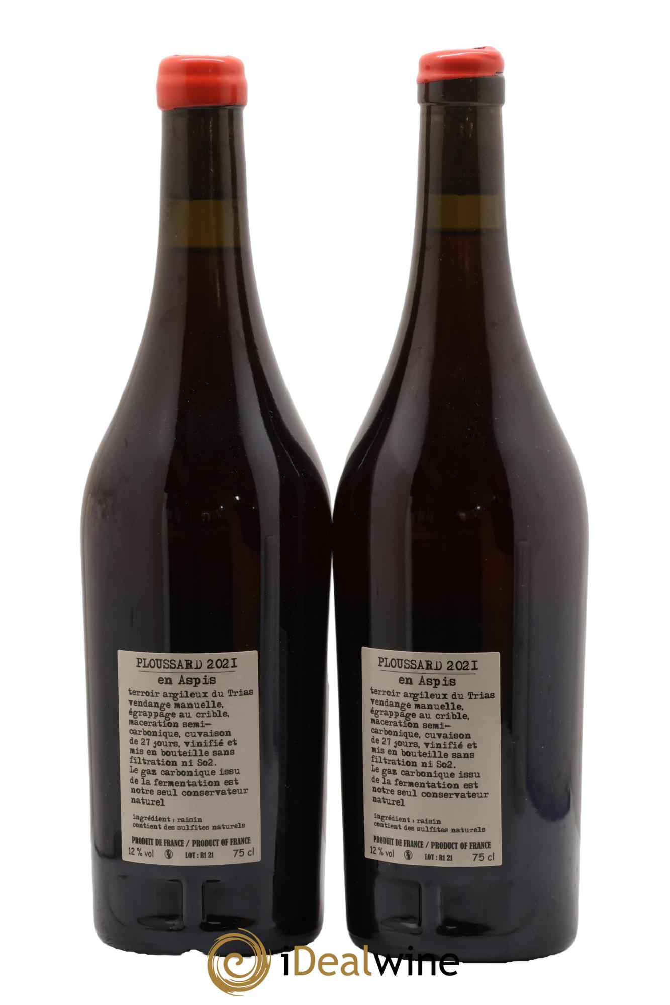 Arbois-Pupillin Ploussard En Aspis Adeline Houillon & Renaud Bruyère 2021 - Lot de 2 bouteilles - 1