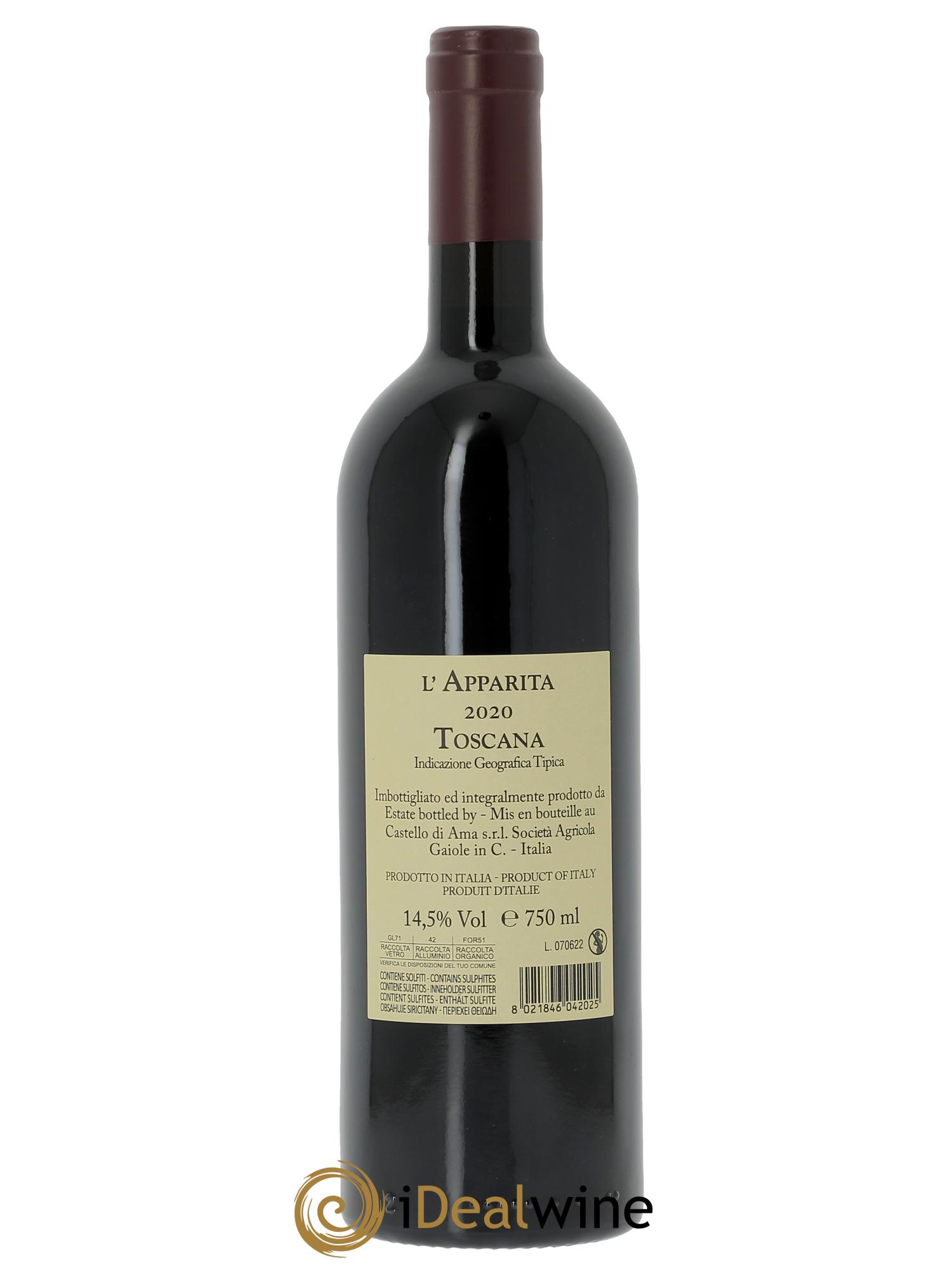 Toscana IGT Castello di Ama L'Apparita  2020 - Lot de 1 bouteille - 1