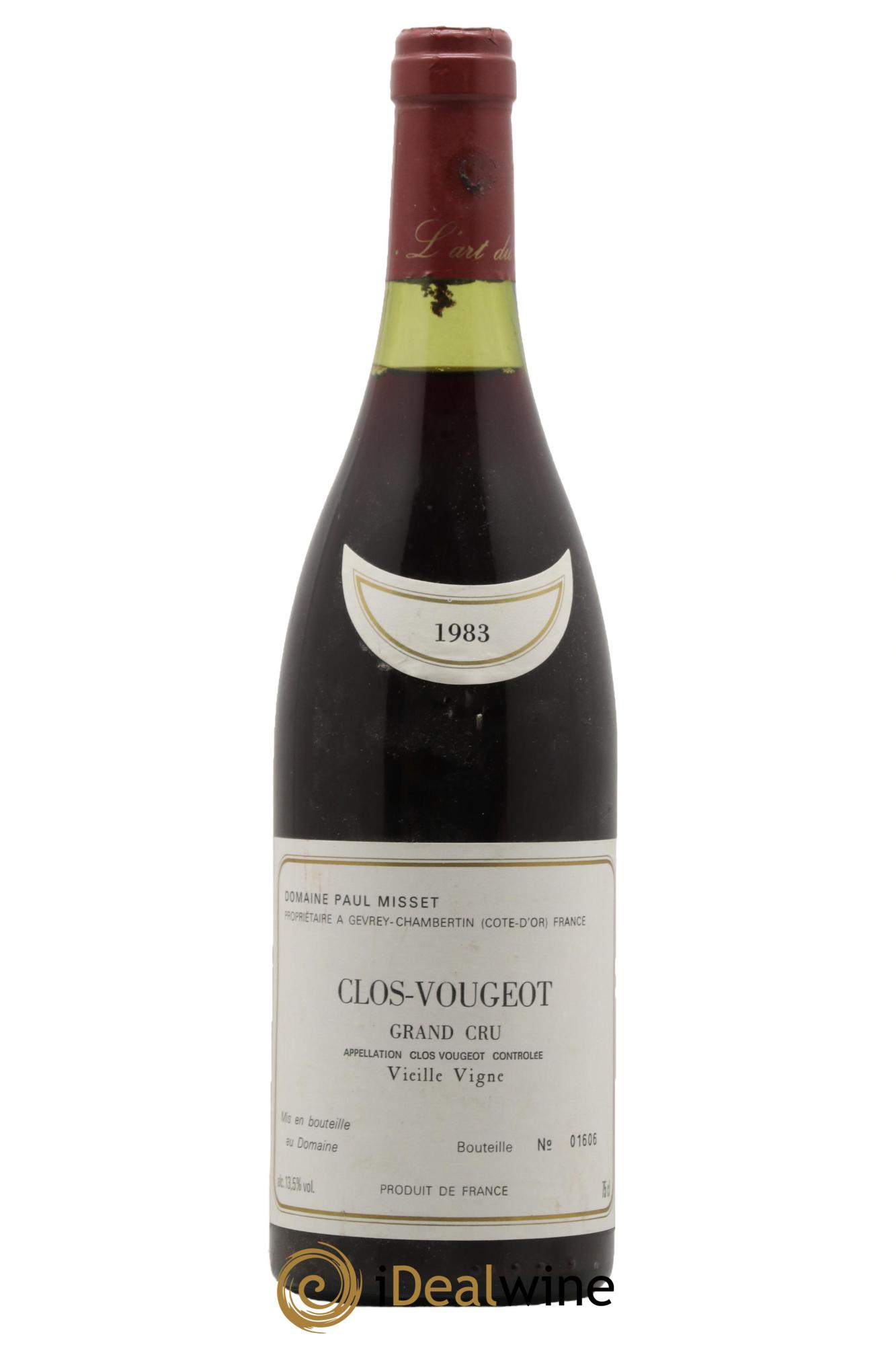 Clos de Vougeot Grand Cru Vieilles Vignes Domaine Paul Misset 1983 - Lot de 1 bouteille - 0