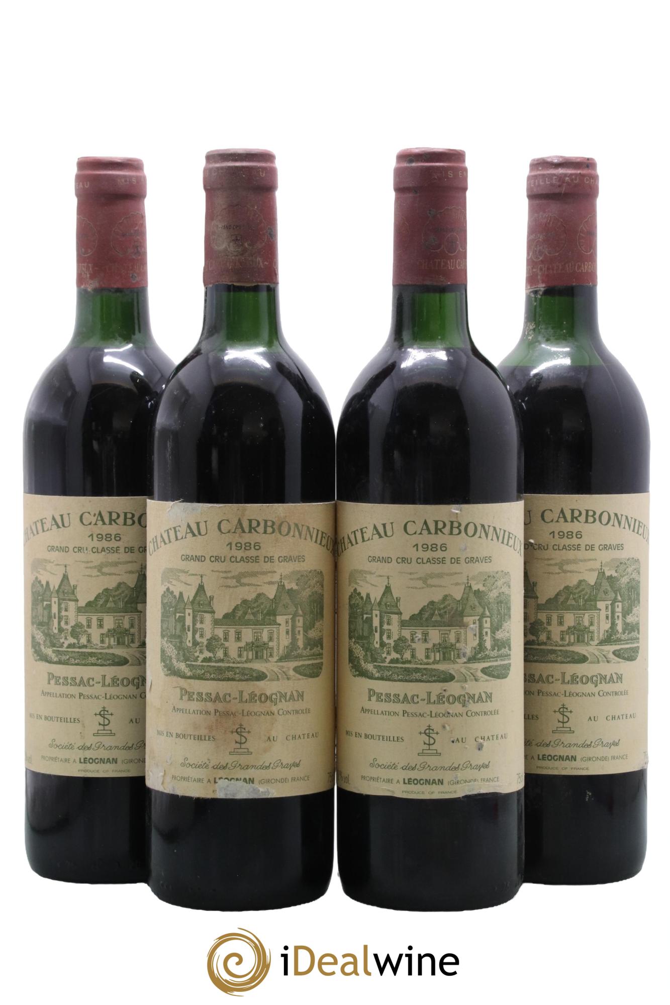 Château Carbonnieux Cru Classé de Graves 1986 - Lot de 4 bouteilles - 0