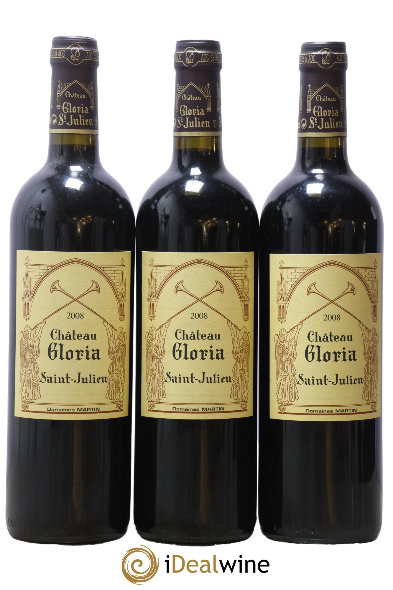 Château Gloria 2008 - Lot of 3 bottles - 0