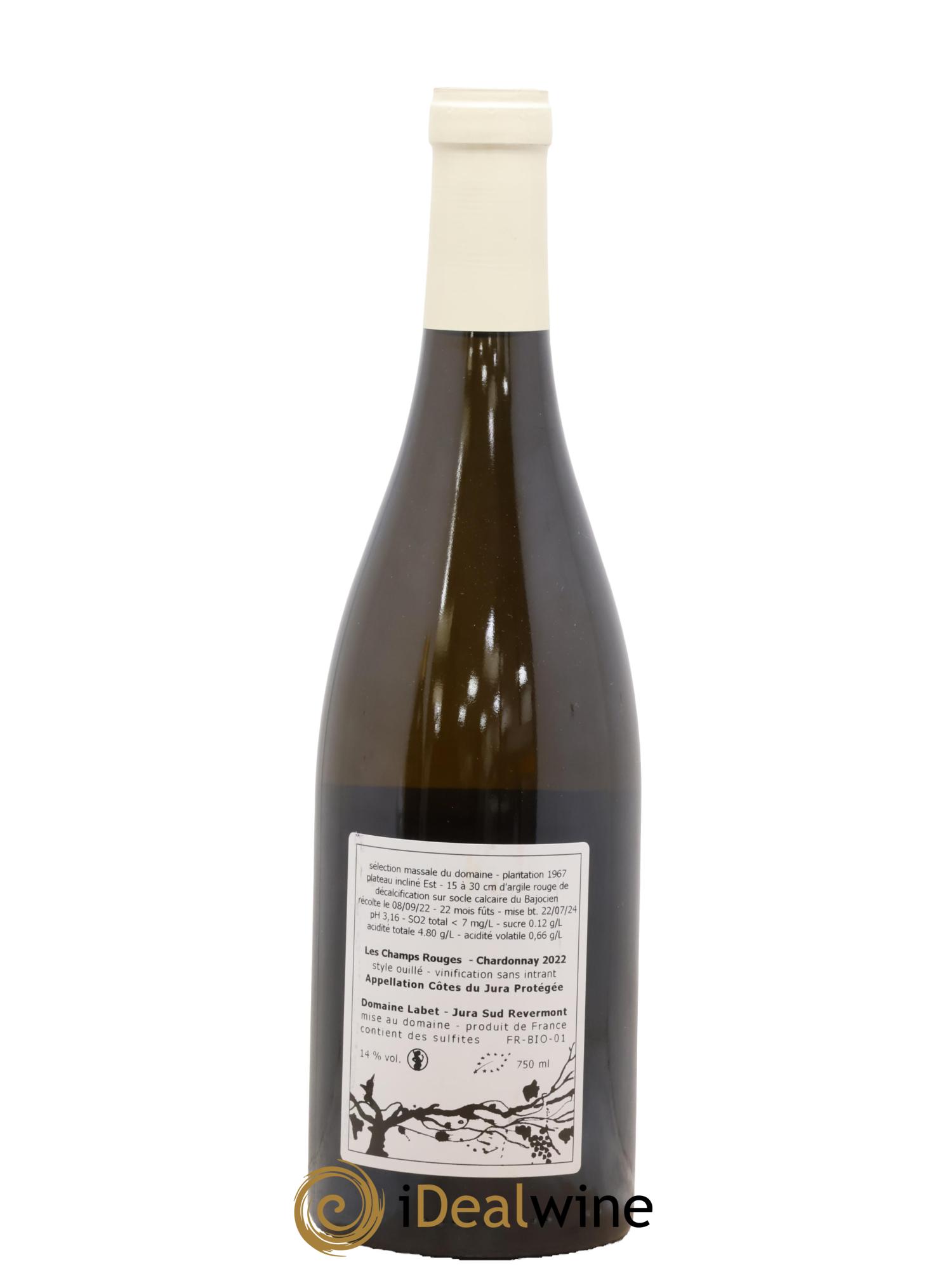 Côtes du Jura Chardonnay Les Champs Rouges Romain - Julien - Charline Labet 2022 - Lot de 1 bouteille - 1