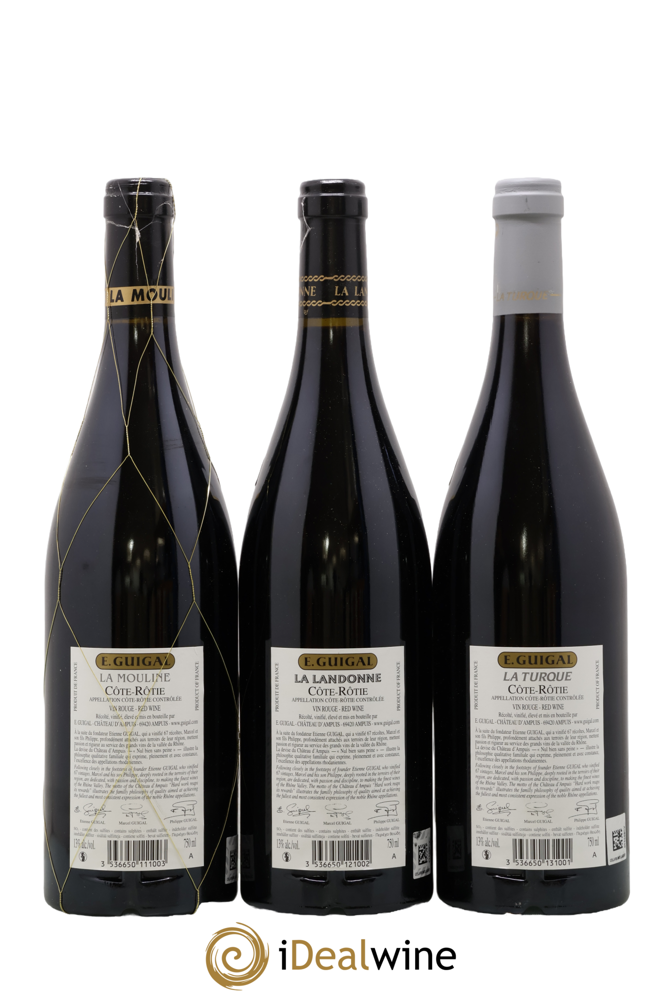 Côte-Rôtie Guigal Trilogie La Turque - La Landonne - La Mouline 2011 - Lot de 3 bouteilles - 1