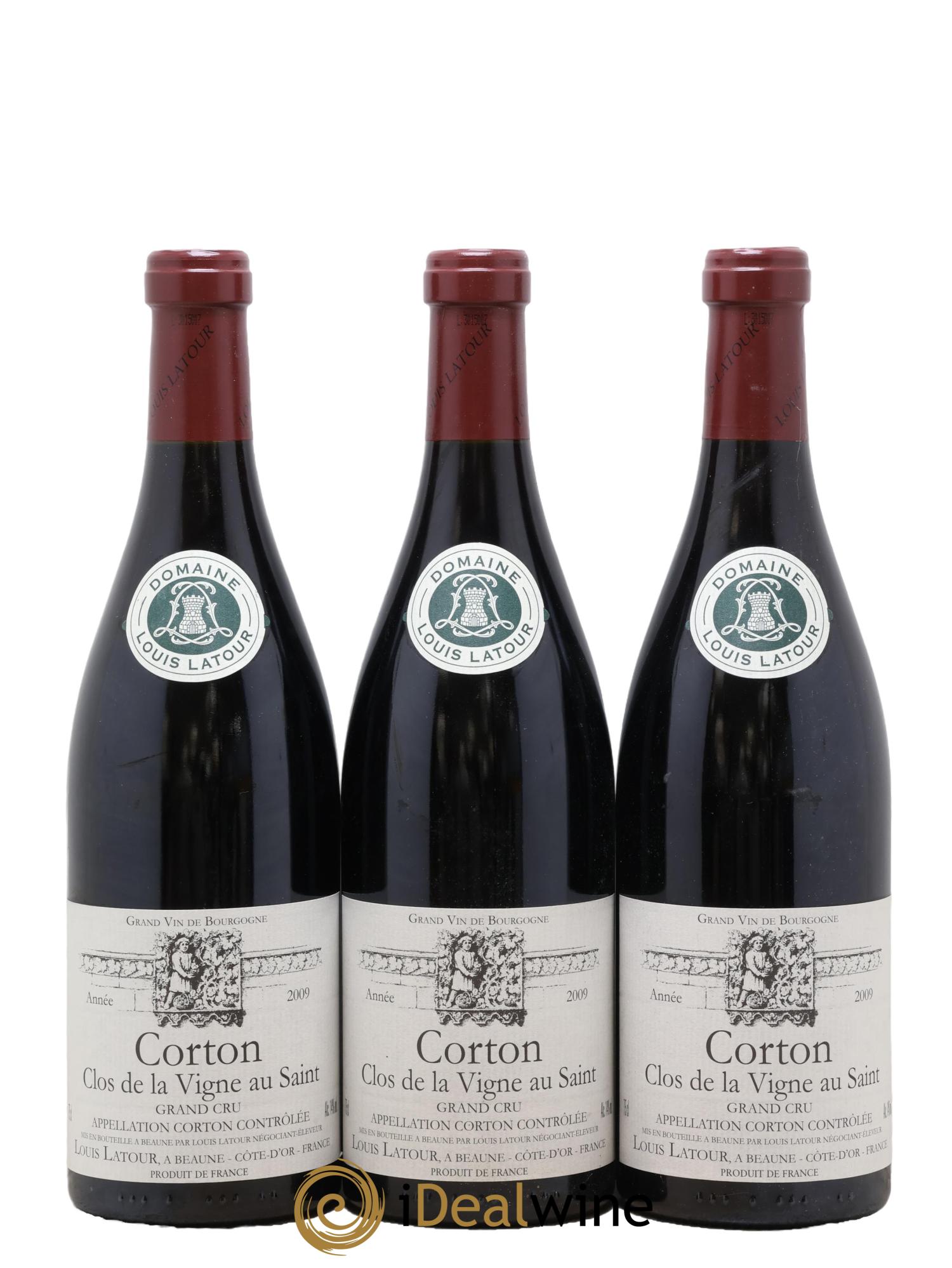 Corton Grand Cru Clos de la vigne au Saint Louis Latour 2009 - Lot of 3 bottles - 0