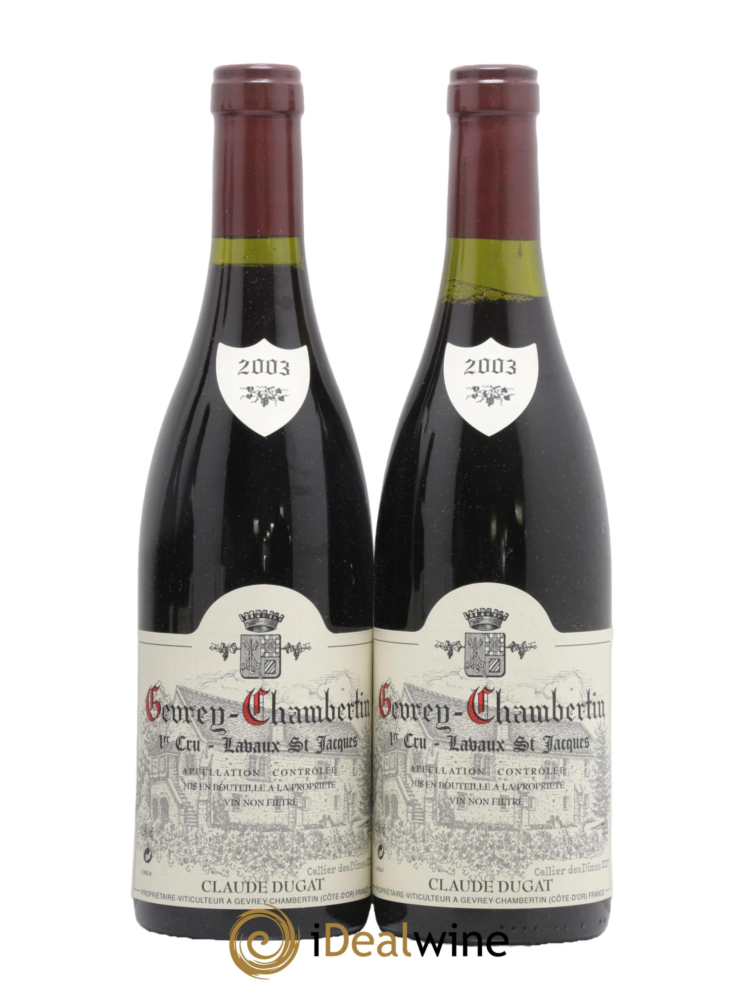 Gevrey-Chambertin 1er Cru Lavaux Saint-Jacques Claude Dugat 2003 - Lot de 2 bouteilles - 0