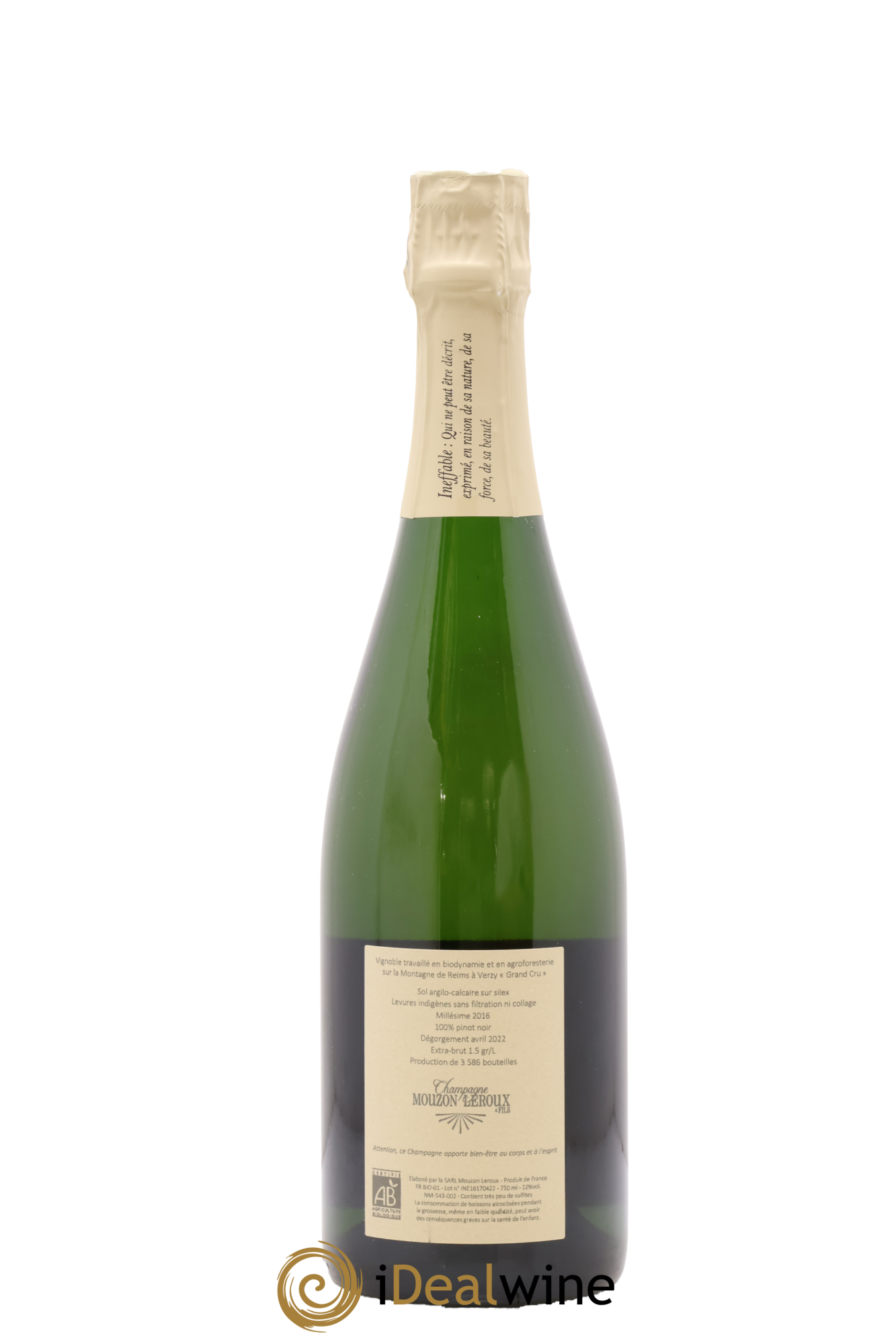L'Ineffable Blanc de Noirs Verzy Grand Cru Extra-Brut Mouzon-Leroux 2016 - Lot de 1 bouteille - 1