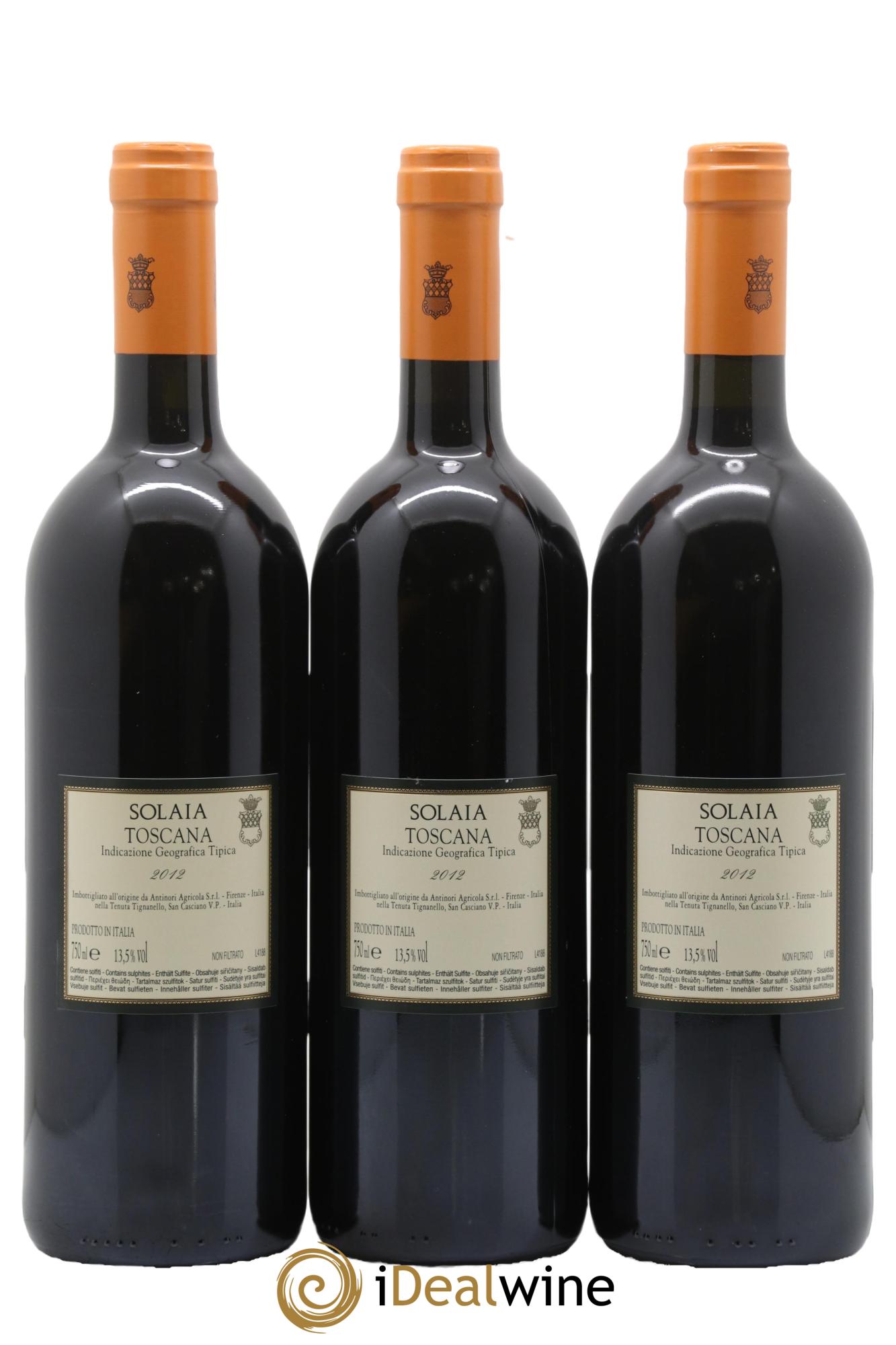 Toscana IGT Solaia Tenuta Tignanello - Marchesi Antinori 2012 - Lotto di 3 bottiglie - 1