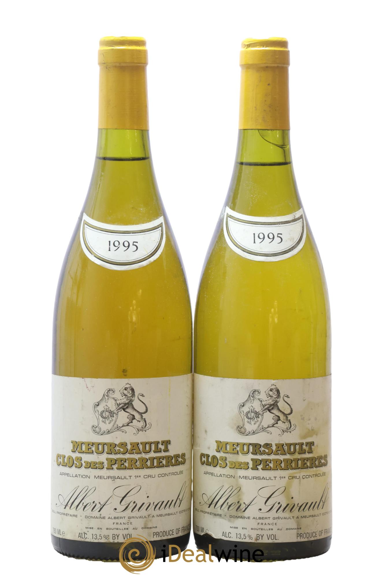 Meursault 1er Cru Clos des Perrières Monopole Albert Grivault 1995 - Lot de 2 bouteilles - 0