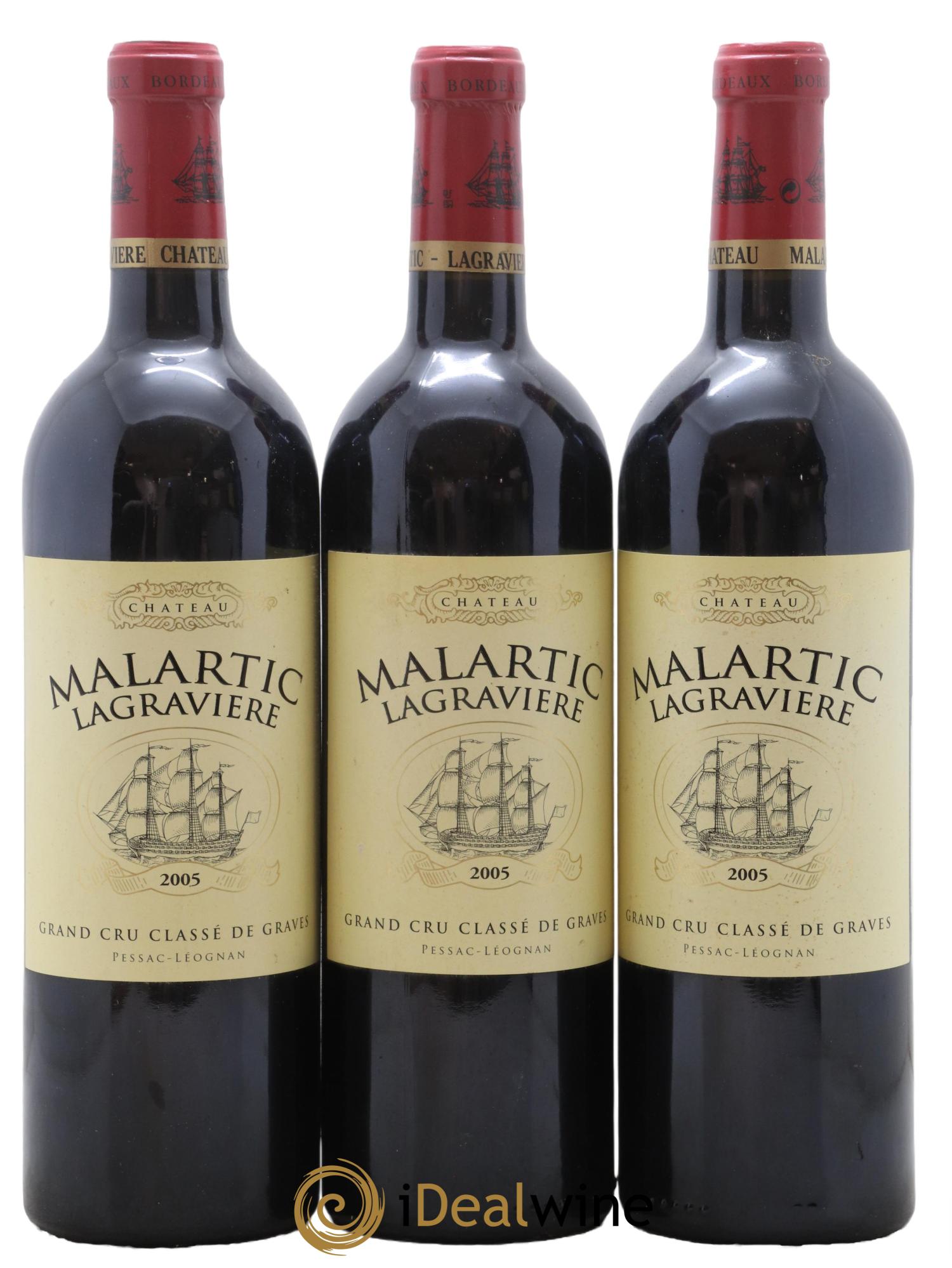 Château Malartic-Lagravière Cru Classé de Graves 2005 - Lot de 3 bouteilles - 0