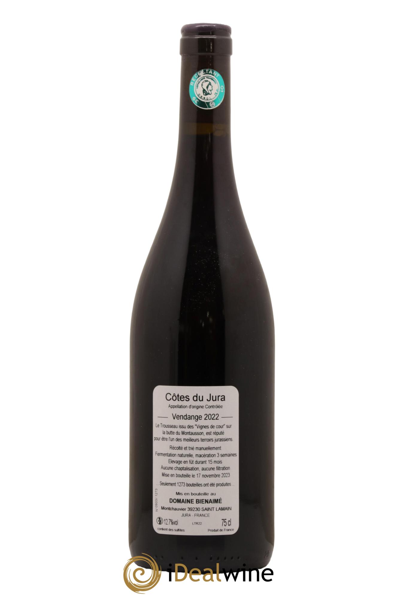 Côtes du Jura Trousseau Bruno Bienaimé 2022 - Lot de 1 bouteille - 1