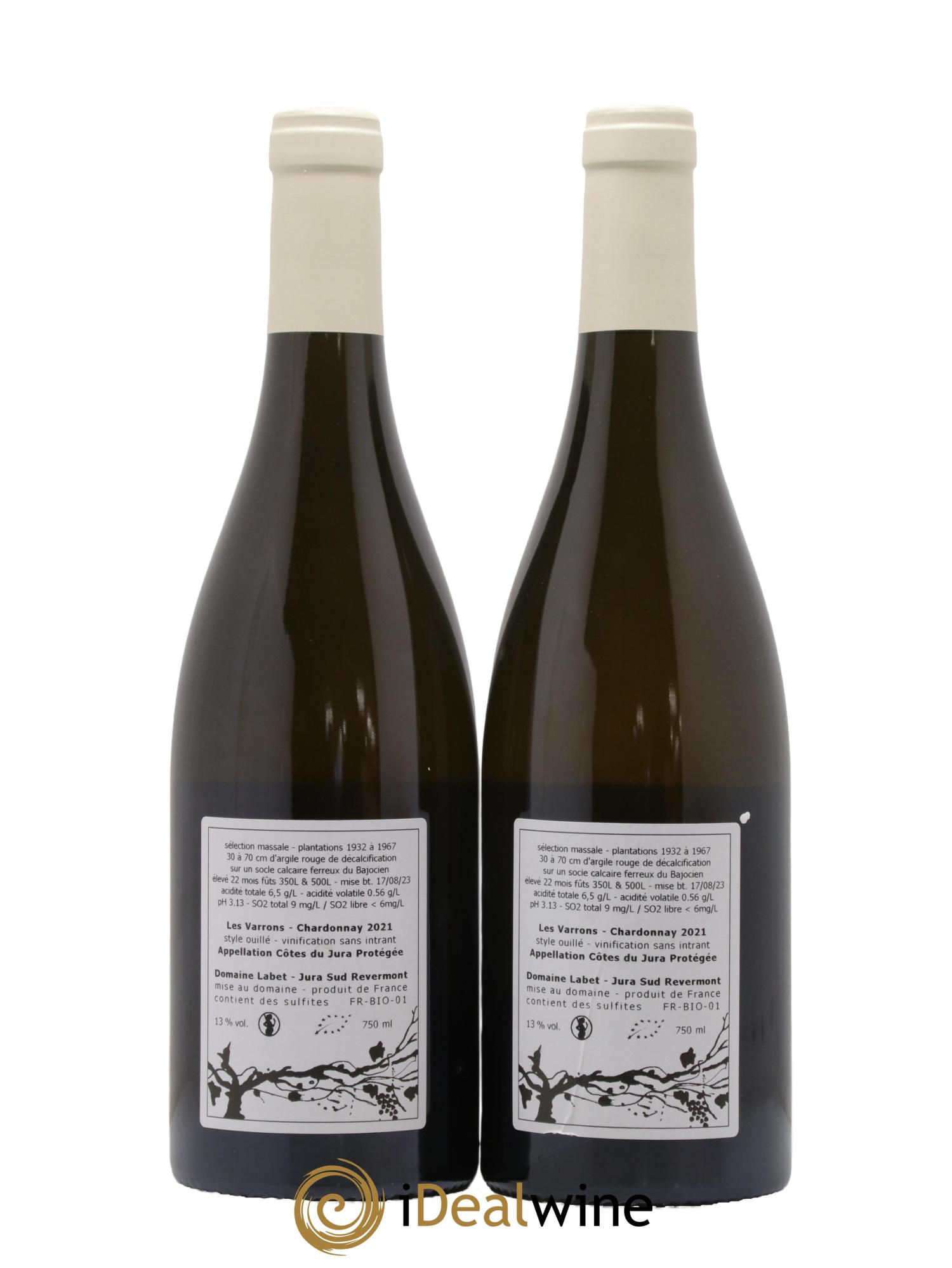 Côtes du Jura Chardonnay Les Varrons Romain - Julien - Charline Labet 2021 - Lot de 2 bouteilles - 1