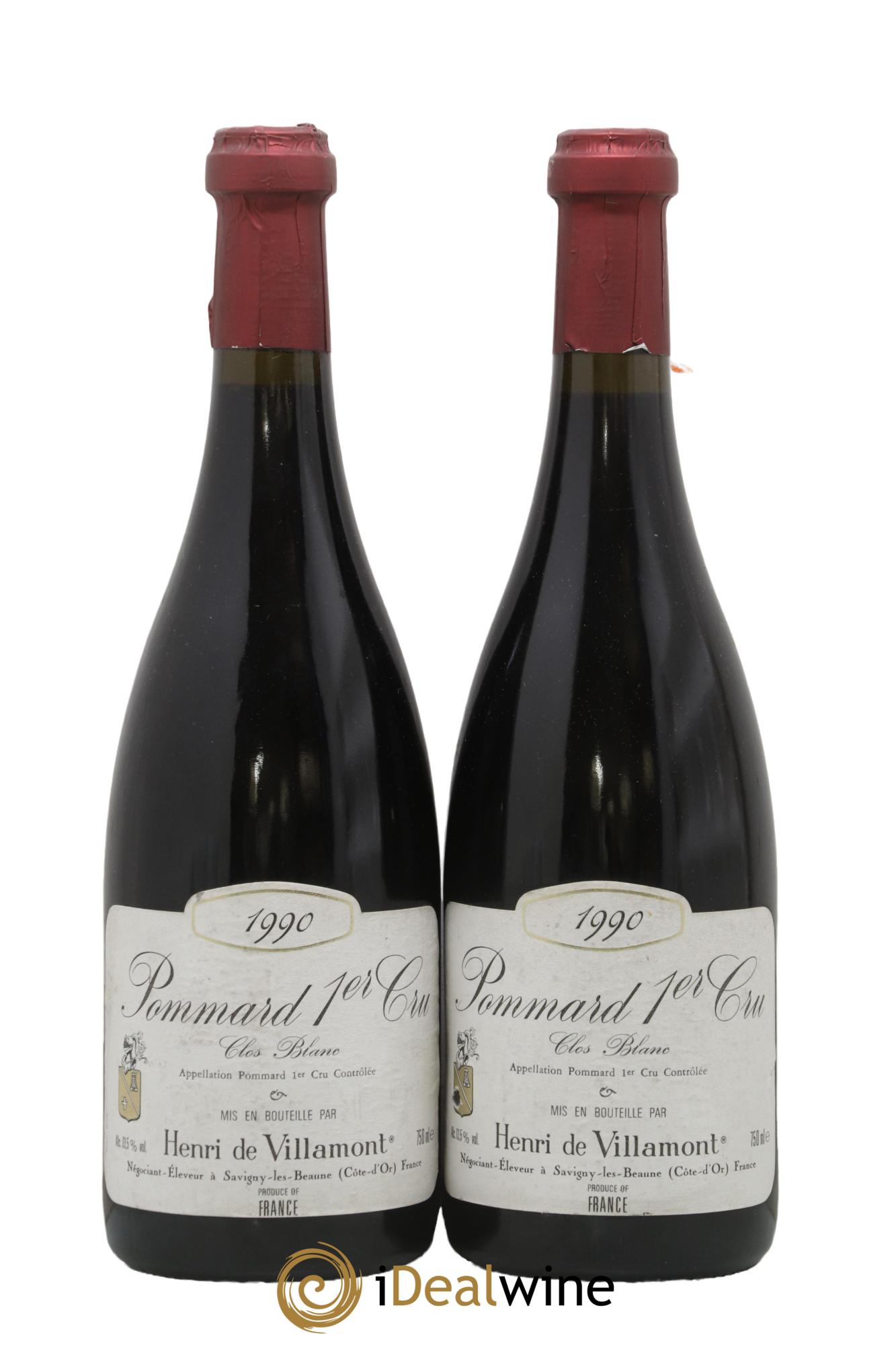 Pommard 1er Cru Clos Blanc Henri de Villamont 1990 - Posten von 2 Flaschen - 0