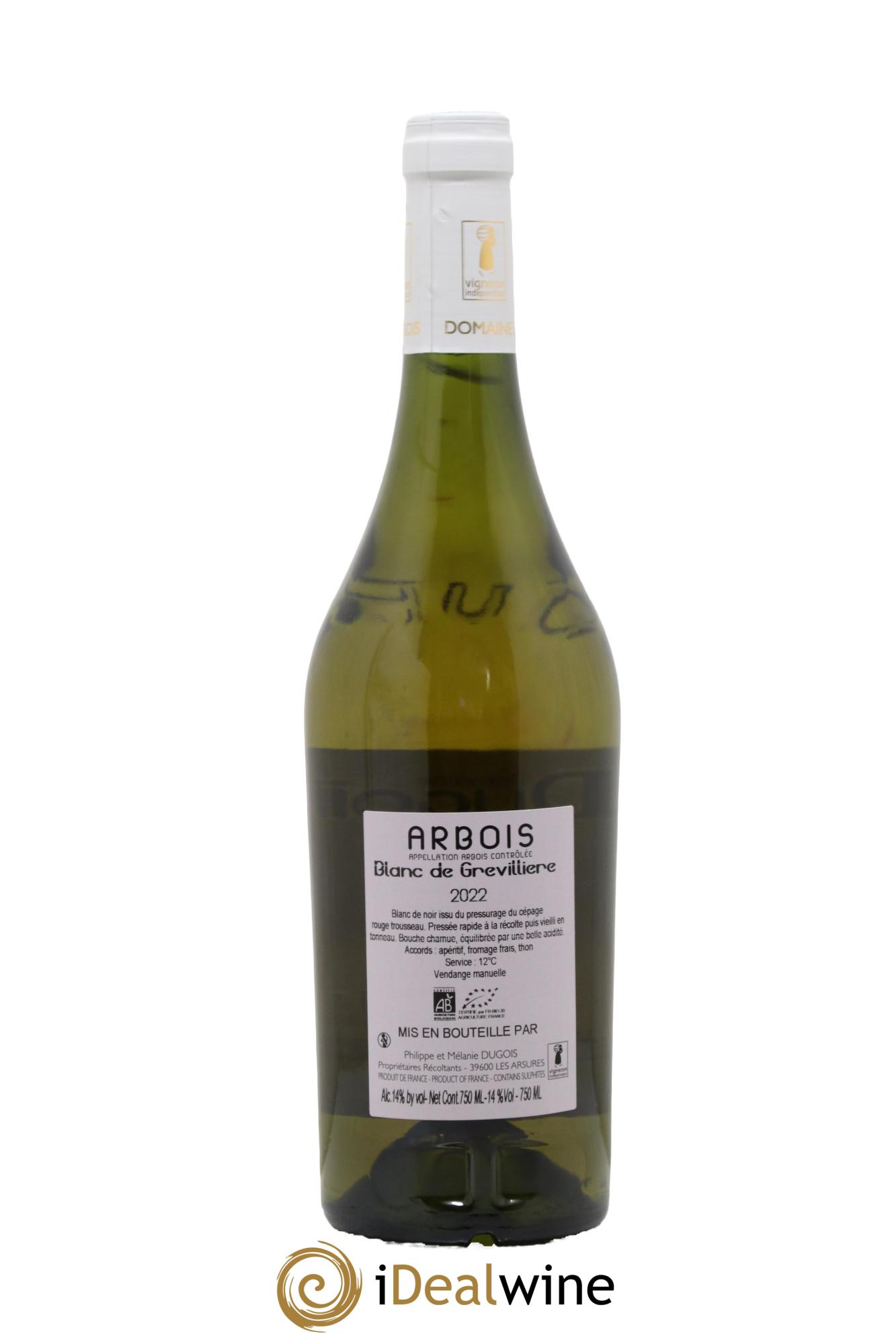 Arbois Blanc de Grevillière Dugois 2022 - Lot of 1 bottle - 1