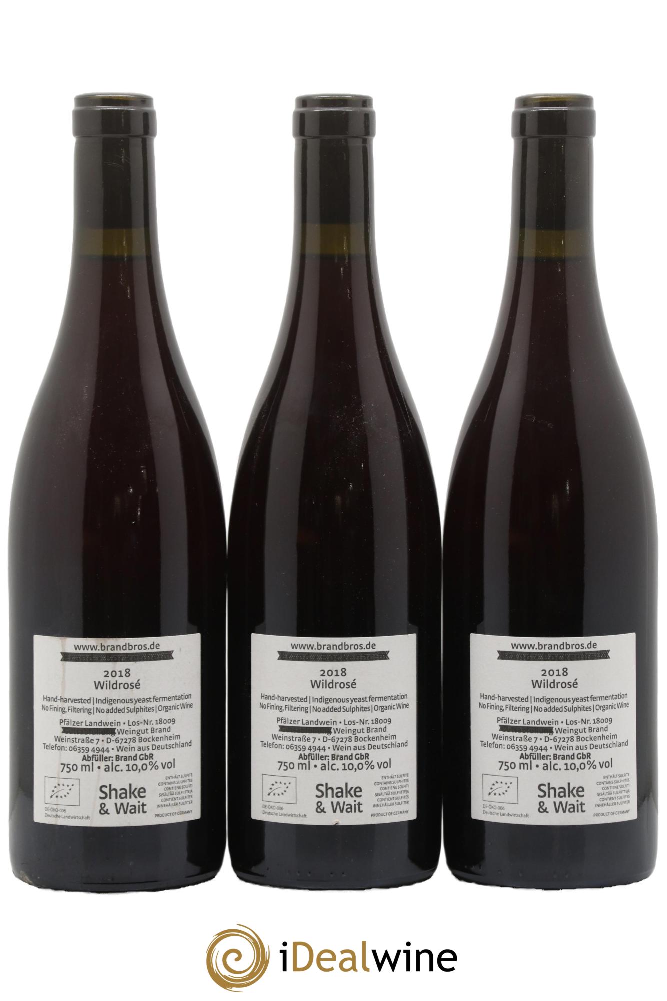 Vins Etrangers Allemagne Wildrosé Weingut Brand 2018 - Lot of 3 bottles - 1