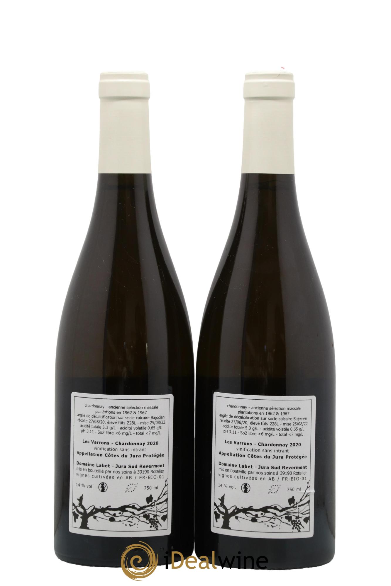 Côtes du Jura Chardonnay Les Varrons Romain - Julien - Charline Labet 2020 - Lot de 2 bouteilles - 1