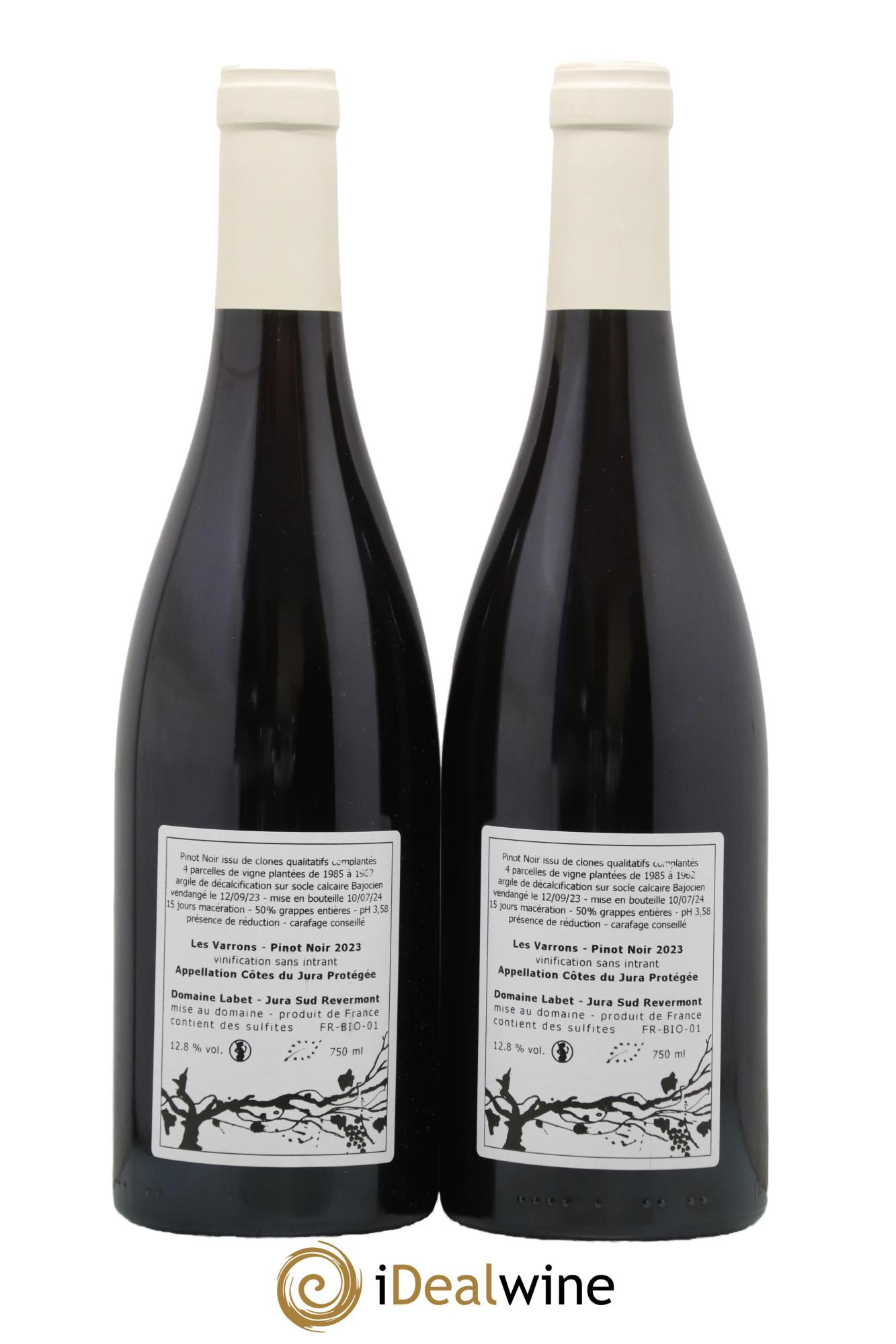 Côtes du Jura Pinot Noir Les Varrons Sélection Massale Romain - Julien  - Charline Labet 2023 - Lot de 2 bouteilles - 1