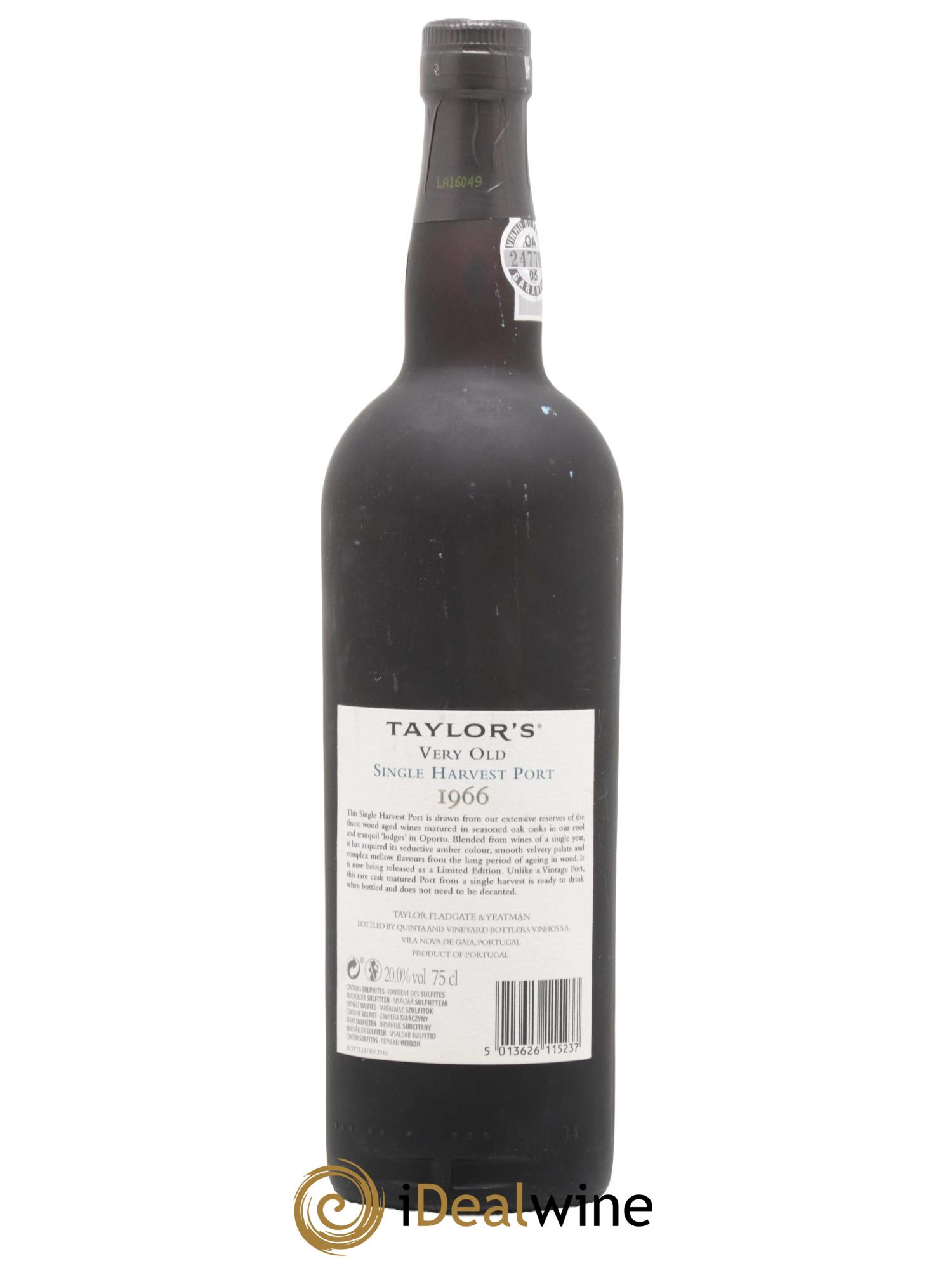 Porto Very Old Single Harvest Taylor 1966 - Lotto di 1 bottiglia - 1