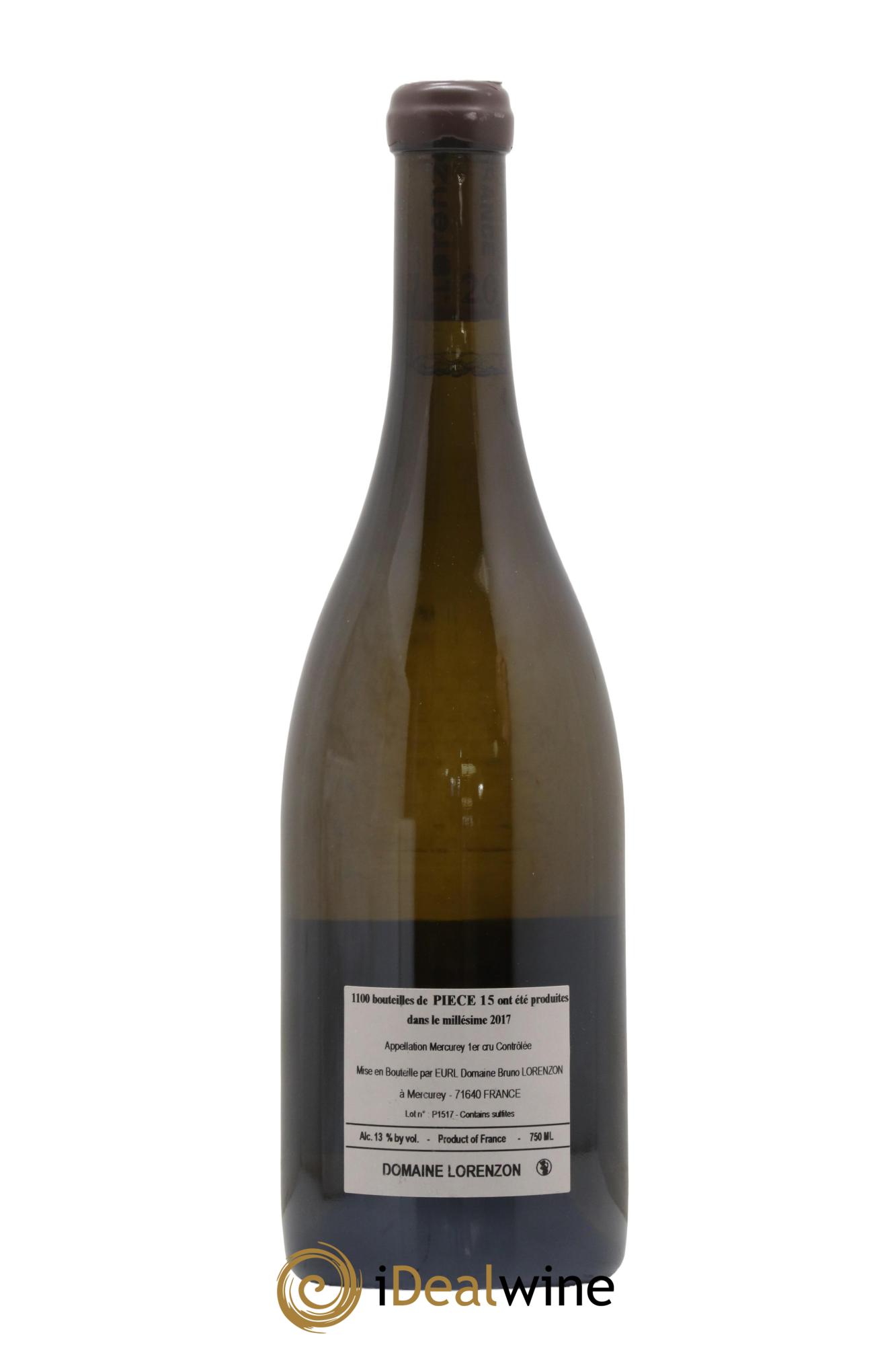 Mercurey 1er Cru Pièce 15 Bruno Lorenzon 2017 - Lot de 1 bouteille - 1