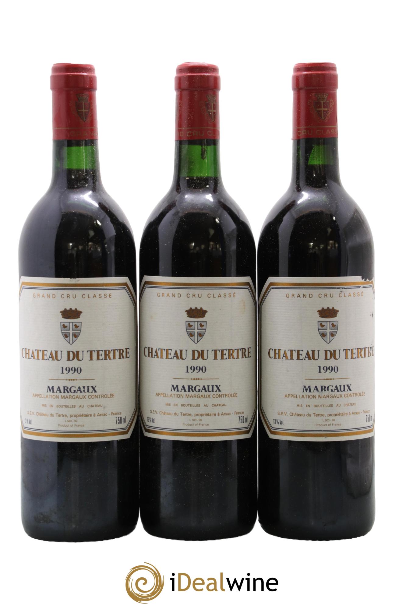 Château du Tertre 5ème Grand Cru Classé 1990 - Lot de 3 bouteilles - 0