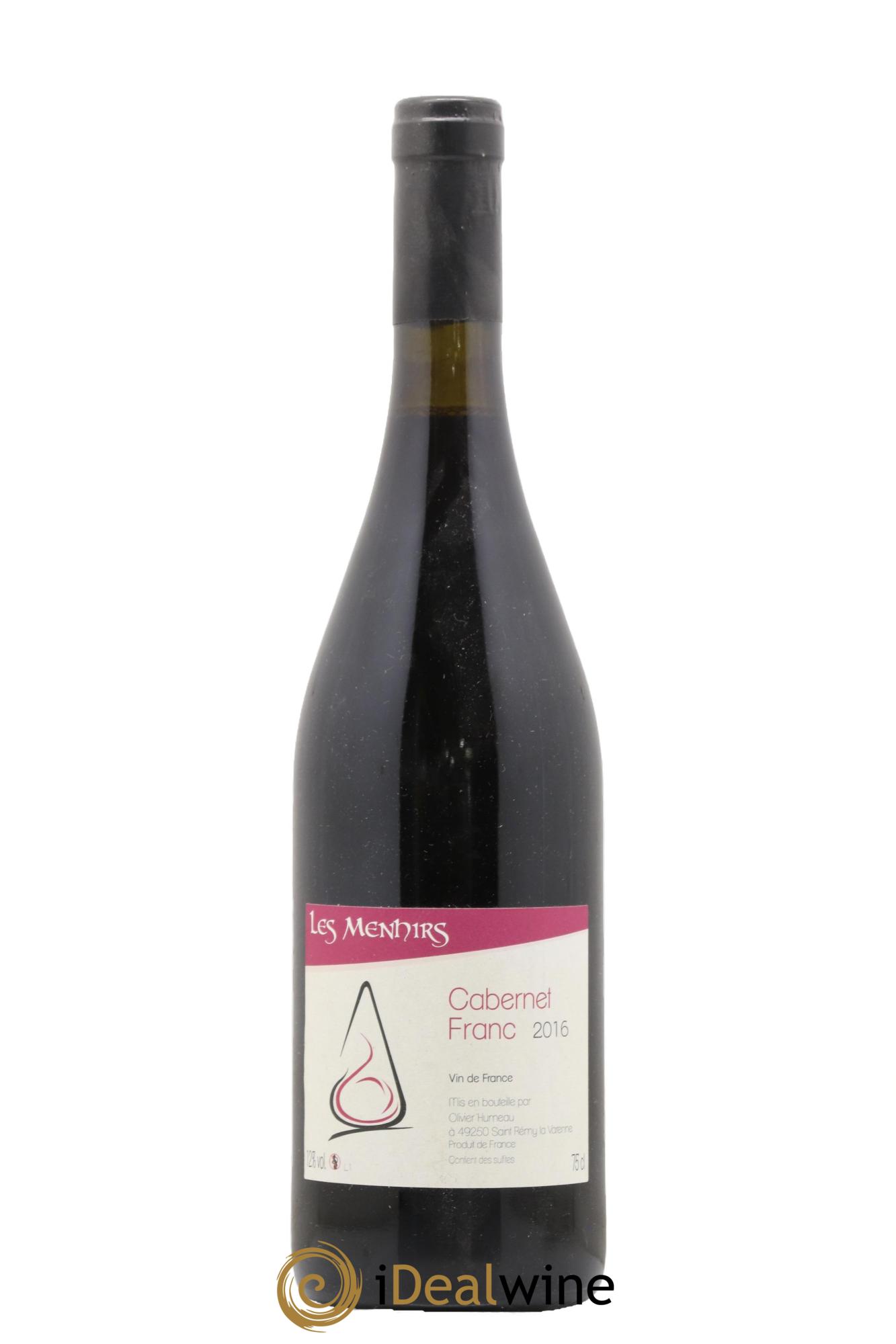 Vin de France Cabernet Franc Les Menhirs Olivier Humeau 2016 - Lot de 1 bouteille - 0