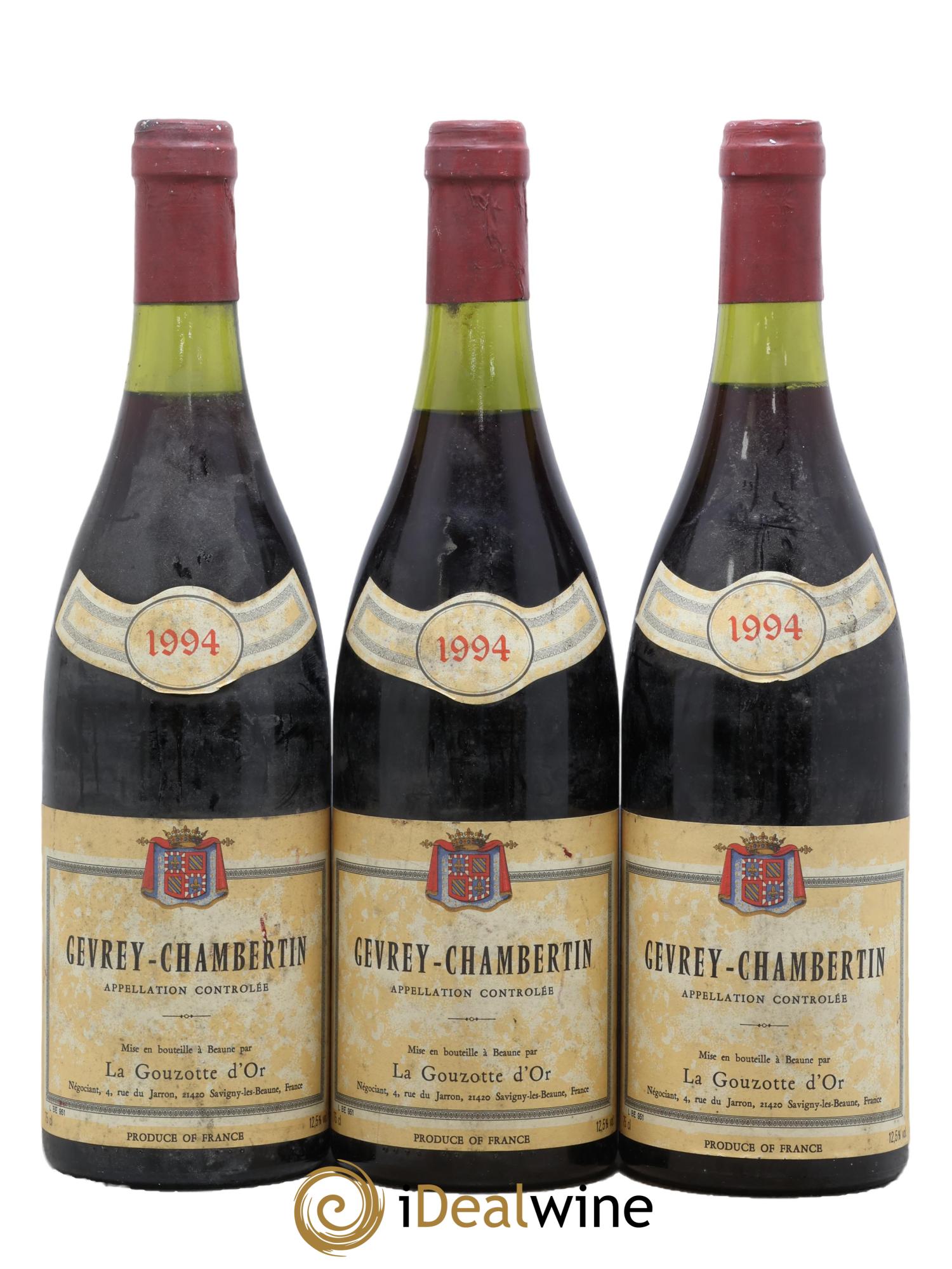 Gevrey-Chambertin La Gouzotte D'Or 1994 - Lot de 3 bouteilles - 0