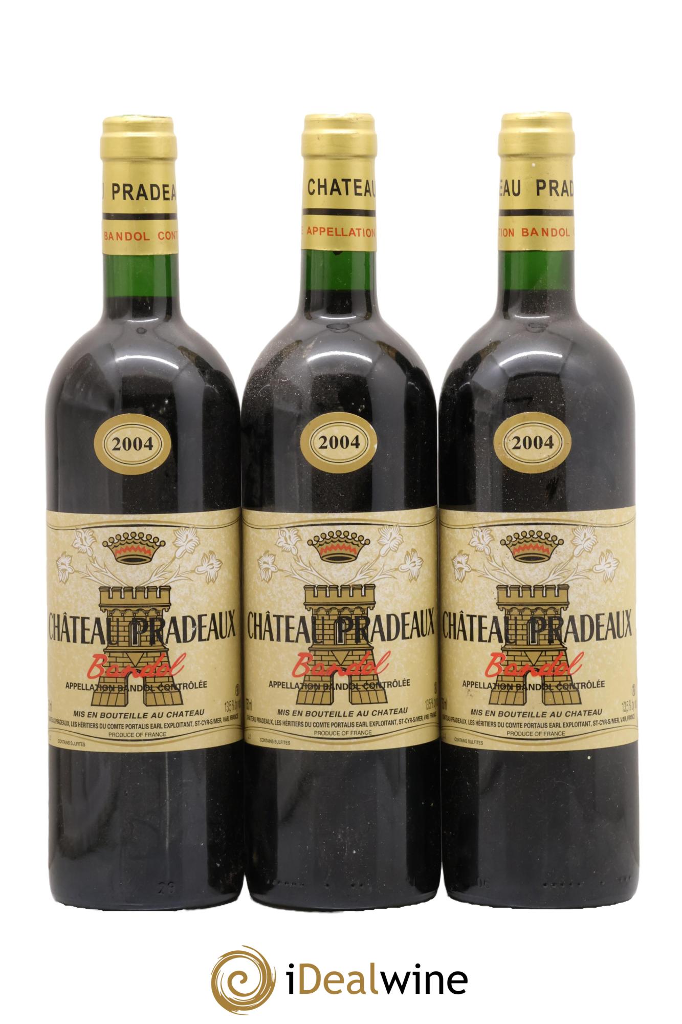 Bandol Château Pradeaux Famille Portalis 2004 - Lot de 3 bouteilles - 0
