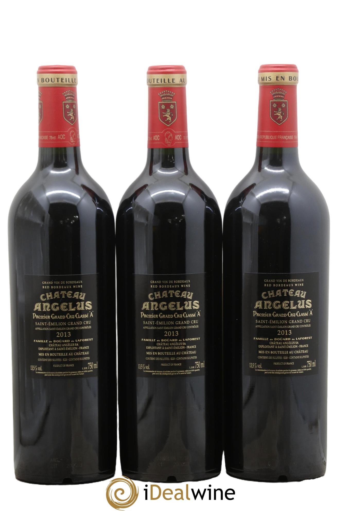 Château Angélus 1er Grand Cru Classé A 2013 - Lotto di 3 bottiglie - 1