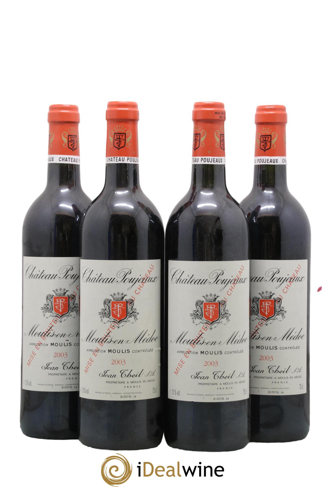 Château Poujeaux 2003 - Lot de 4 bouteilles - 0