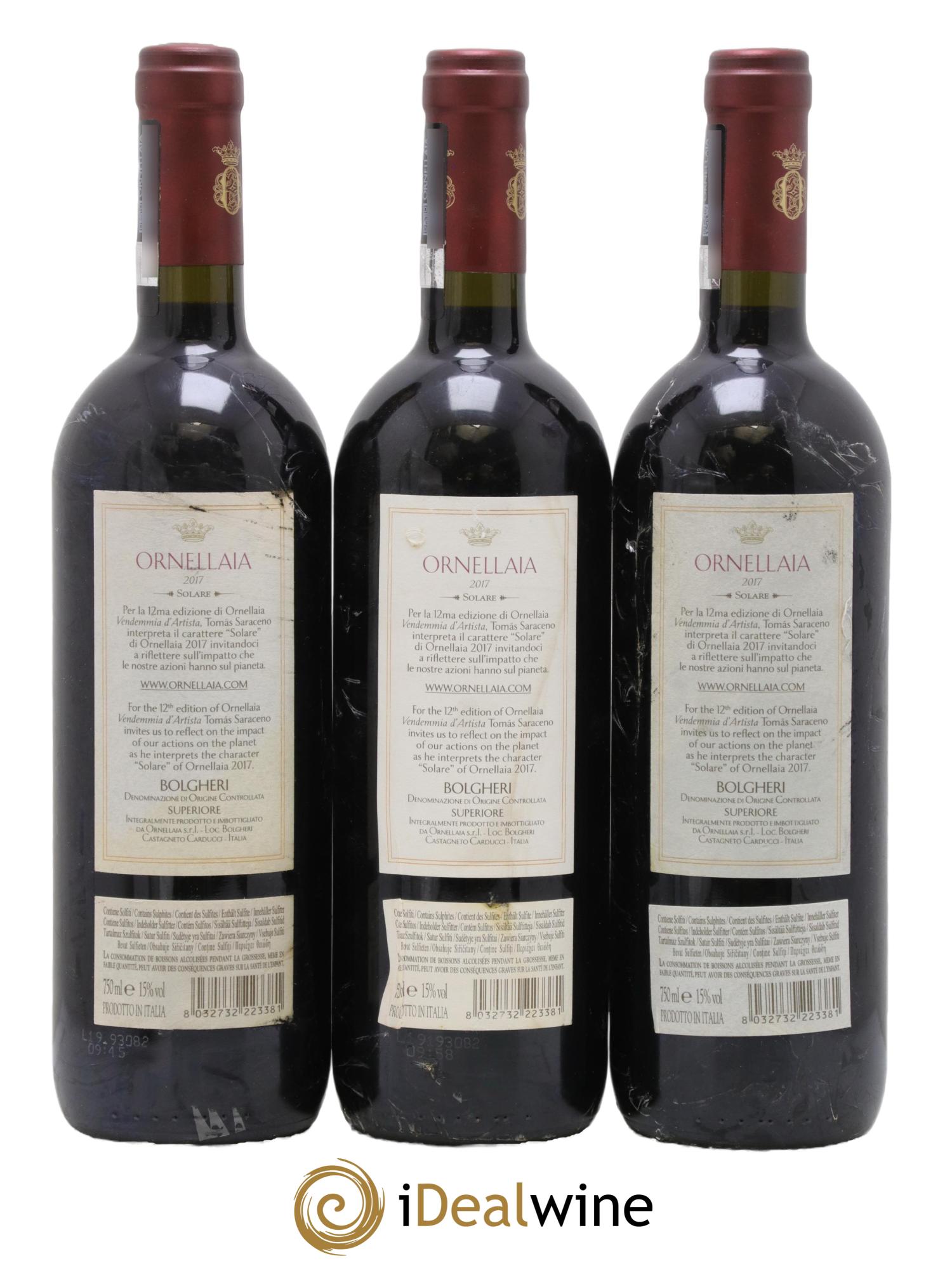 Bolgheri DOC Superiore Ornellaia Tenuta Dell'Ornellaia - Frescobaldi 2017 - Lot of 3 bottles - 1