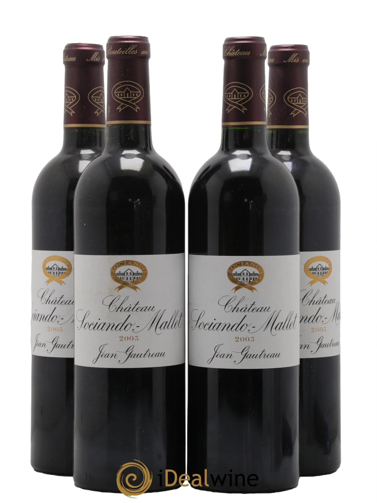 Château Sociando Mallet 2003 - Lot de 4 bouteilles - 0