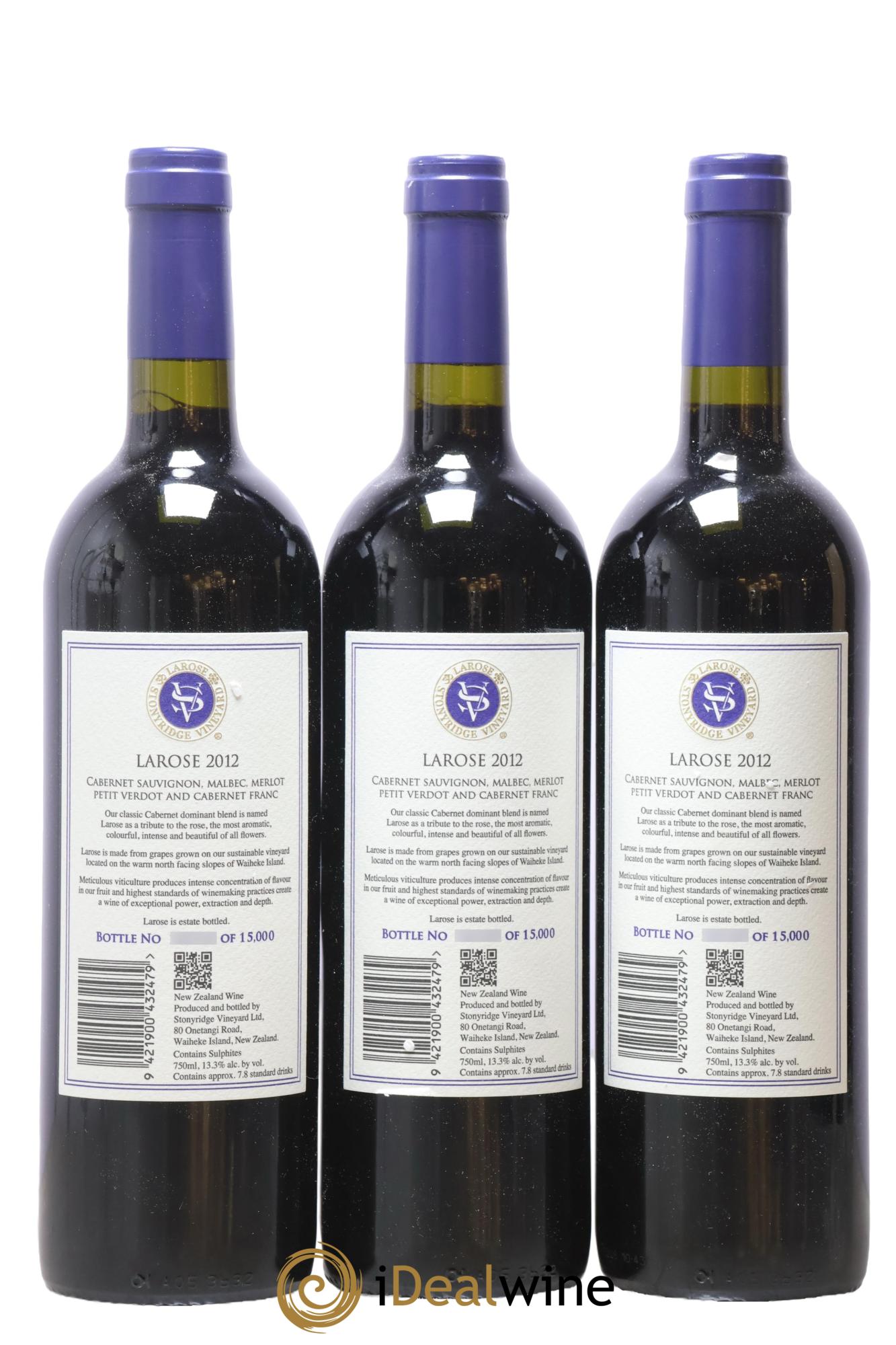 Nouvelle-Zelande Waiheke Island Larose Stonyridge Vineyard 2012 - Lot of 3 bottles - 1