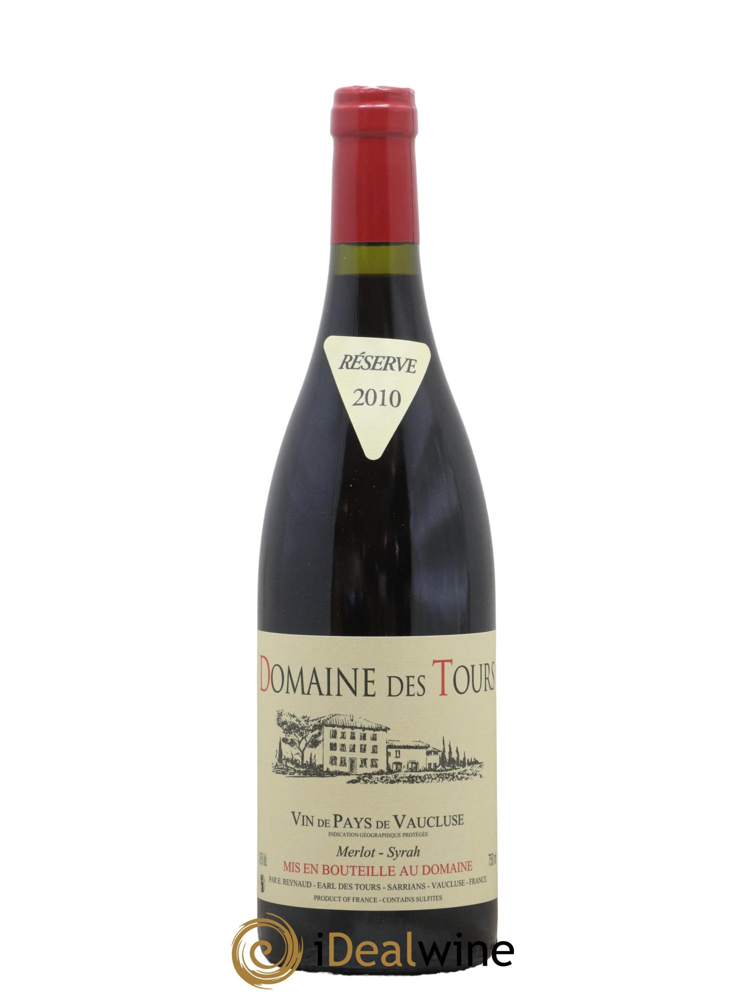 Vaucluse Domaine des Tours Merlot-Syrah Emmanuel Reynaud 2010 - Lot de 1 bouteille - 0