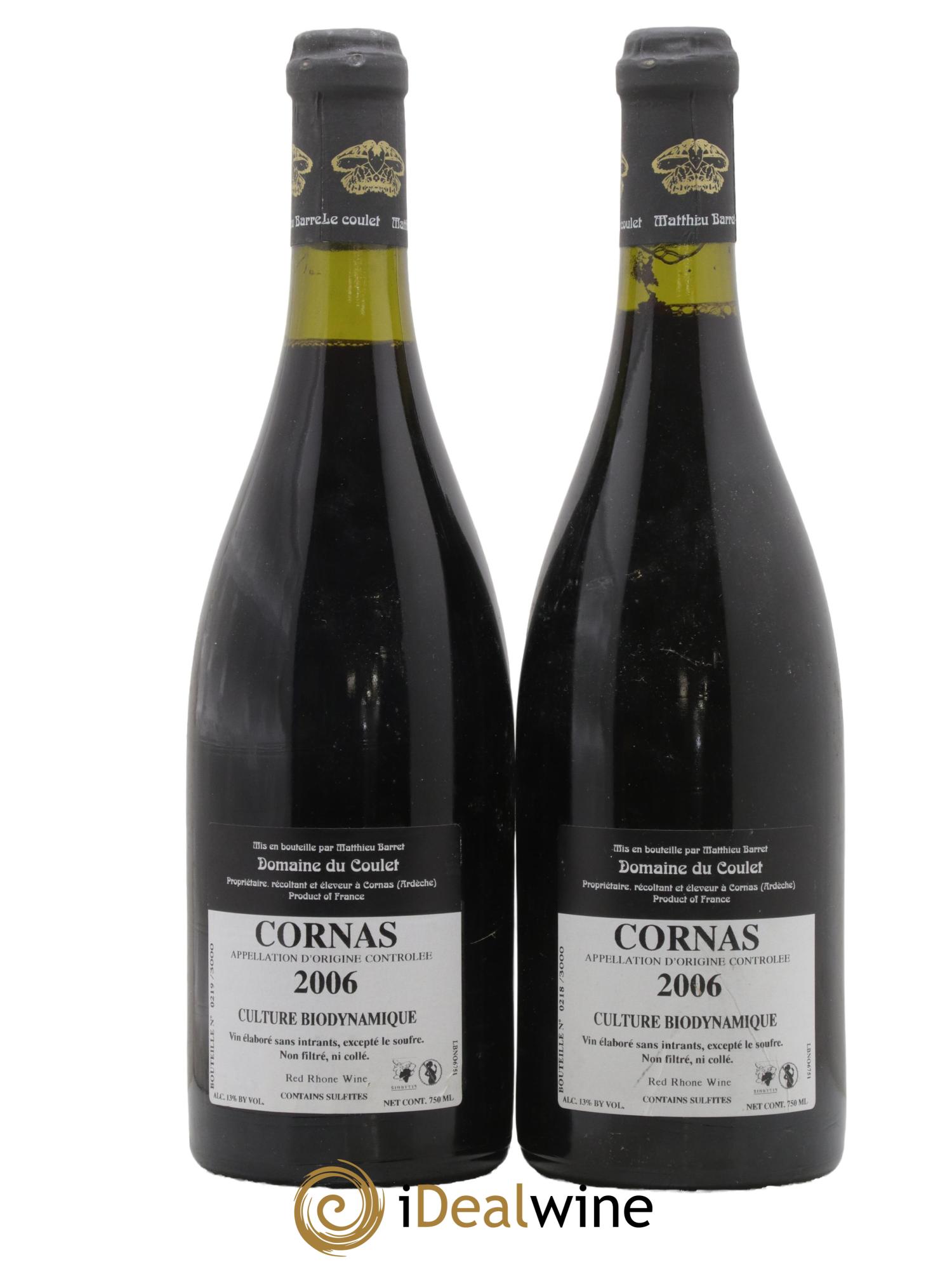 Cornas Billes Noires Coulet (Domaine du) - Matthieu Barret 2006 - Lotto di 2 bottiglie - 1