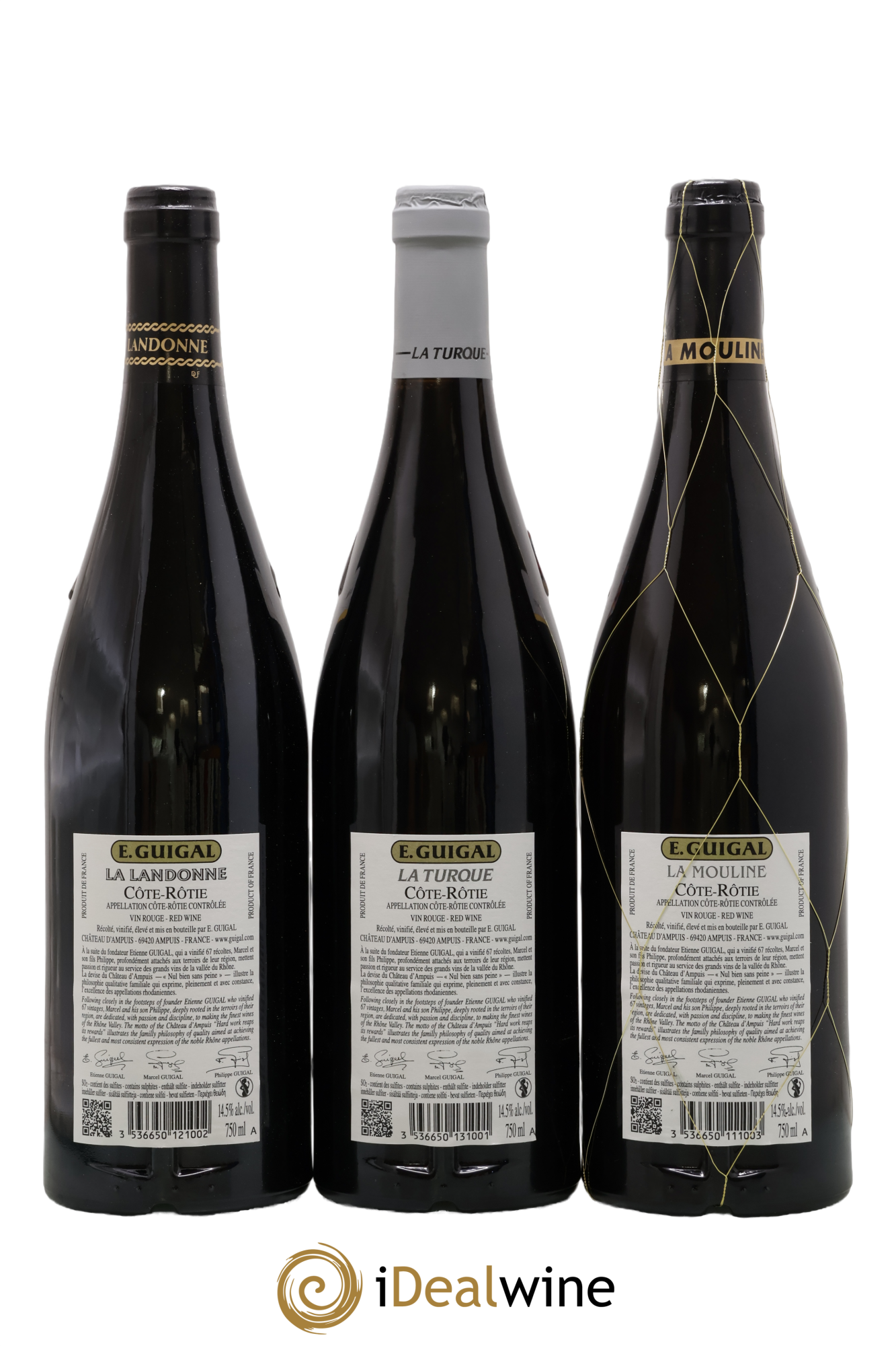 Côte-Rôtie Guigal Trilogie La Turque - La Landonne - La Mouline 2019 - Lot de 3 bouteilles - 1