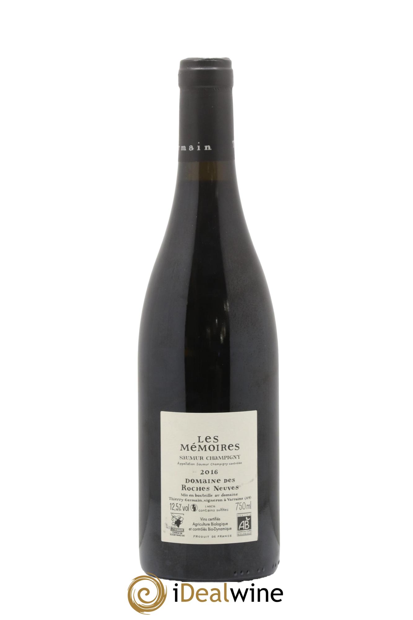 Saumur-Champigny Les Mémoires Domaine des Roches Neuves - Thierry Germain 2016 - Posten von 1 Flasche - 1